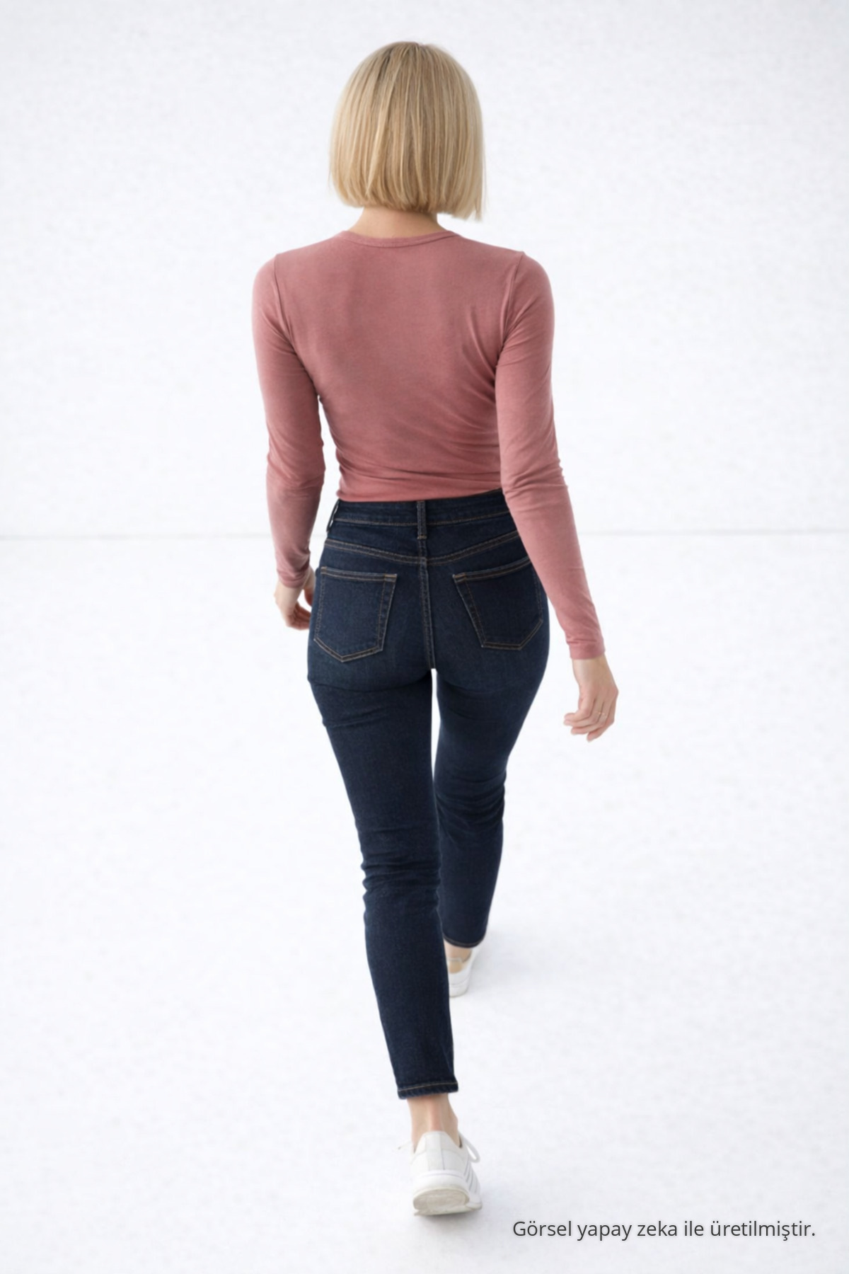 Kadın Premium Comfort Şık Pudra Basic Bluz 6