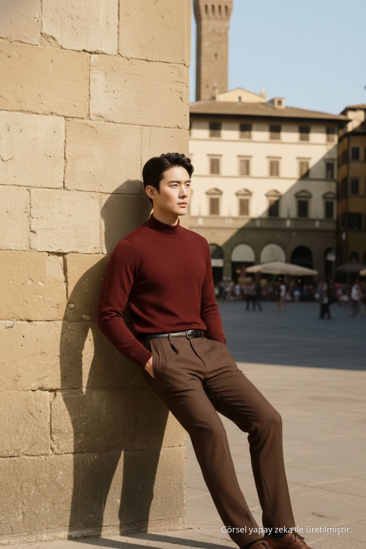 Erkek Casual Şık Relaxed Salaş Bordo Triko Kazak 6