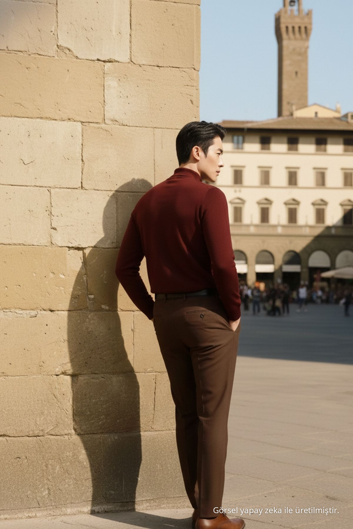 Erkek Casual Şık Relaxed Salaş Bordo Triko Kazak 5