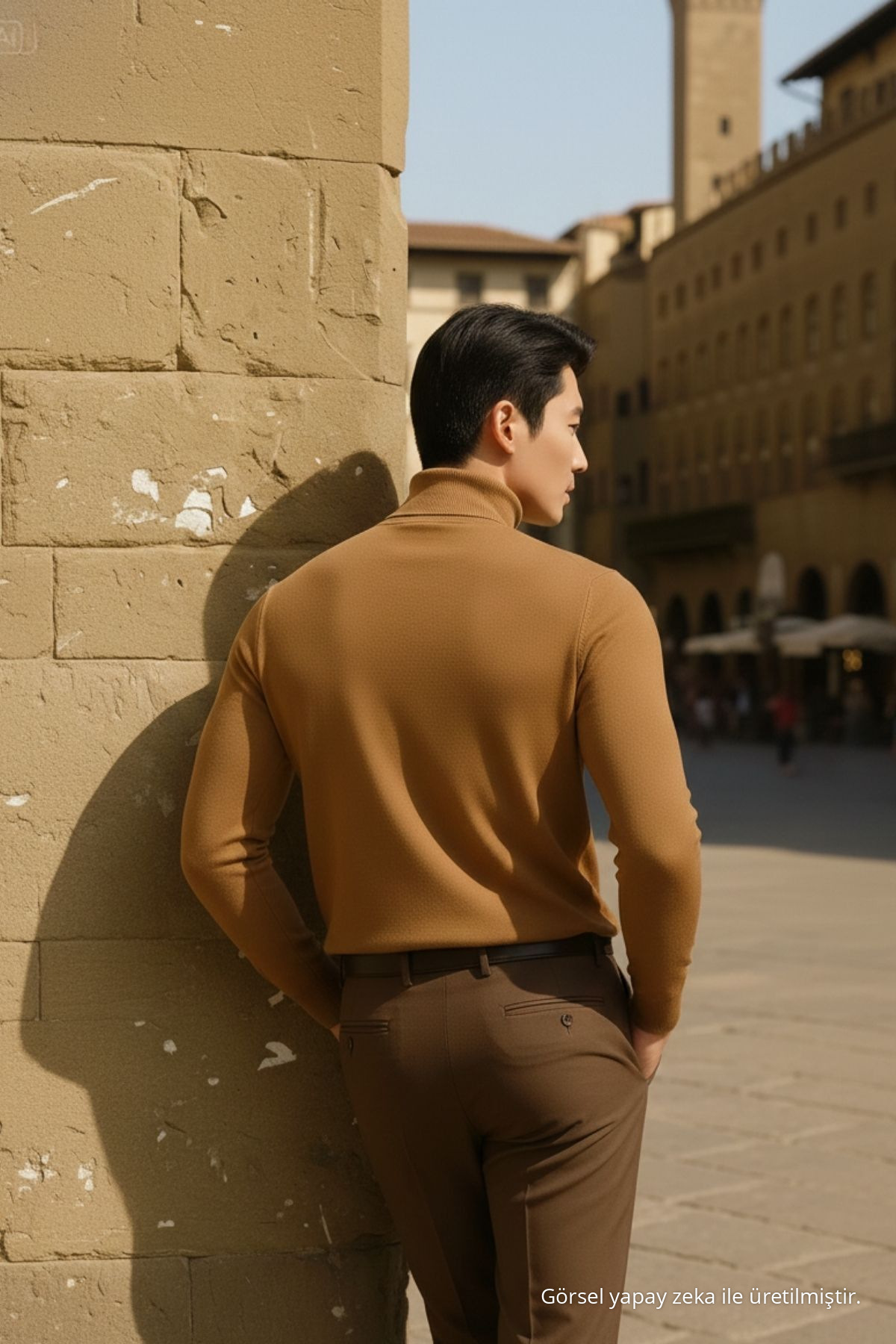 Erkek Casual Şık Relaxed Salaş Kahverengi Triko Kazak 6