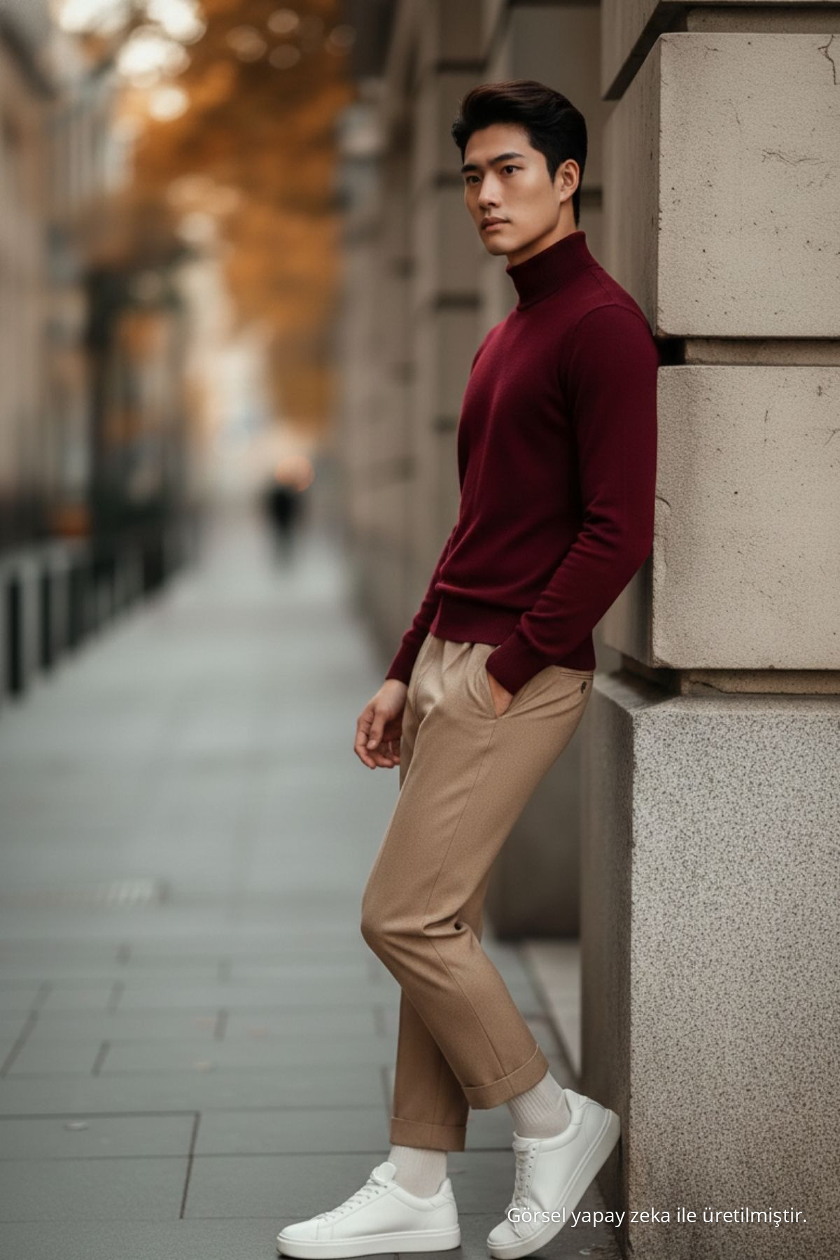 Erkek Regular Fit Boğazlı Bordo Triko Kazak 4