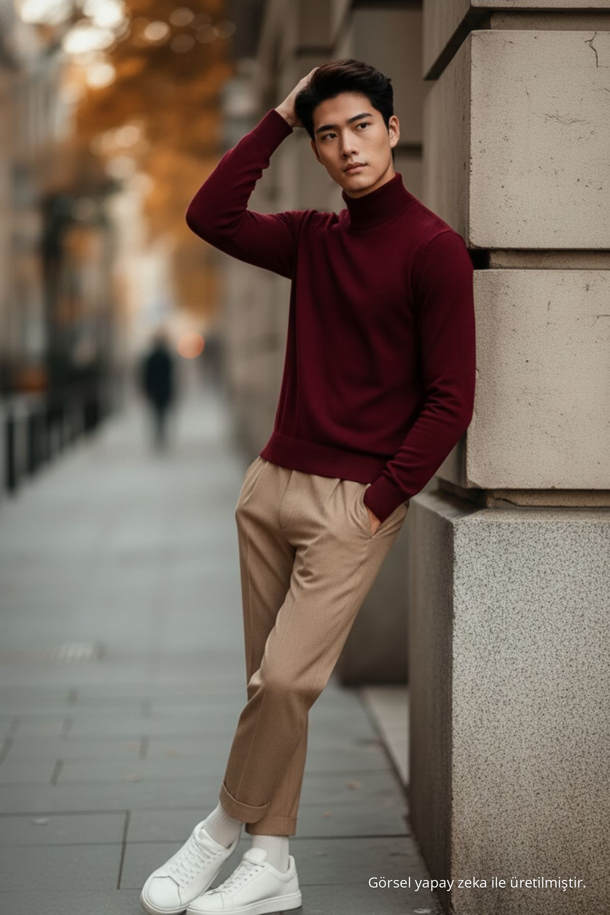 Erkek Regular Fit Boğazlı Bordo Triko Kazak 3