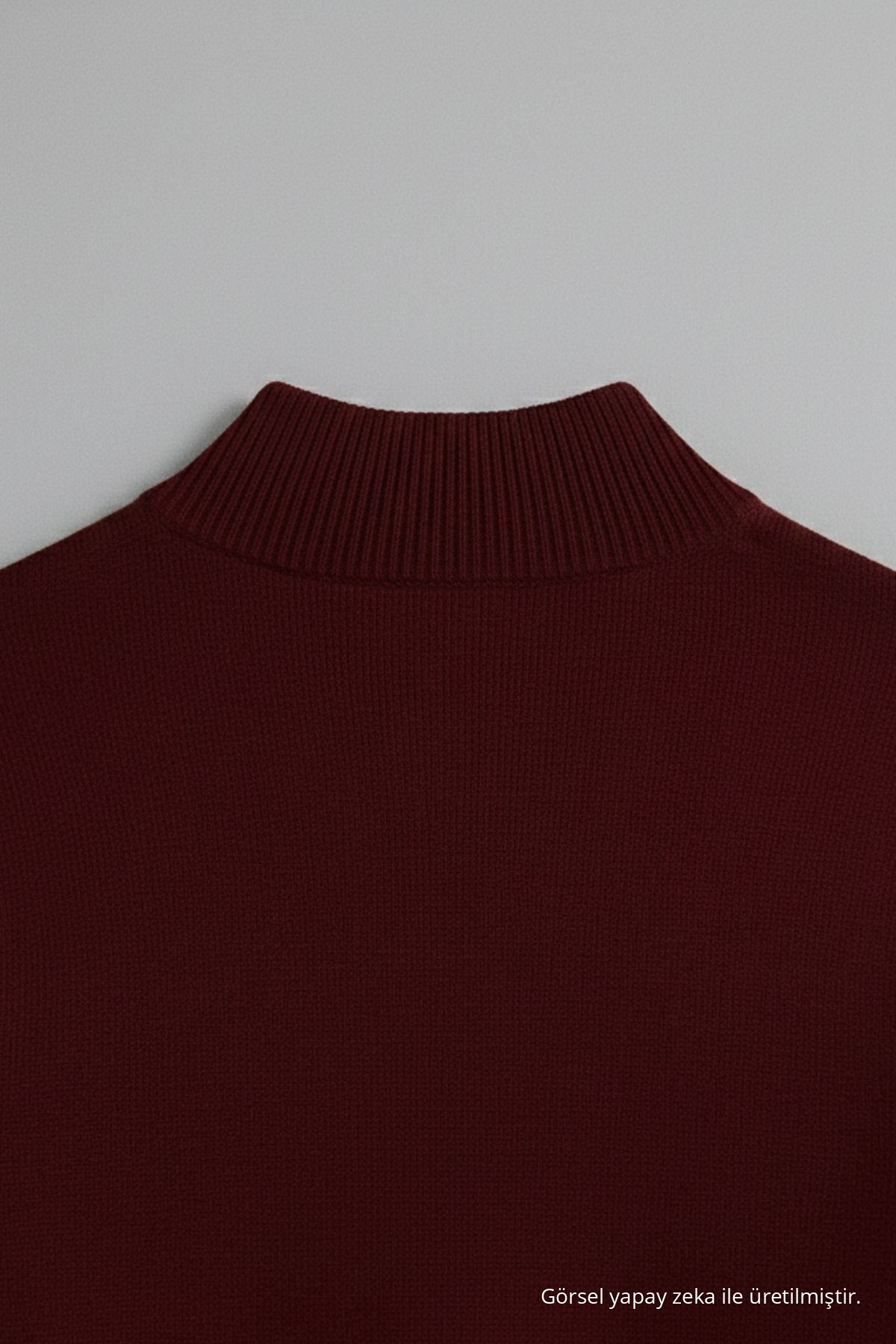 Erkek Basic Salaş Bordo Boğazlı Triko Kazak 5