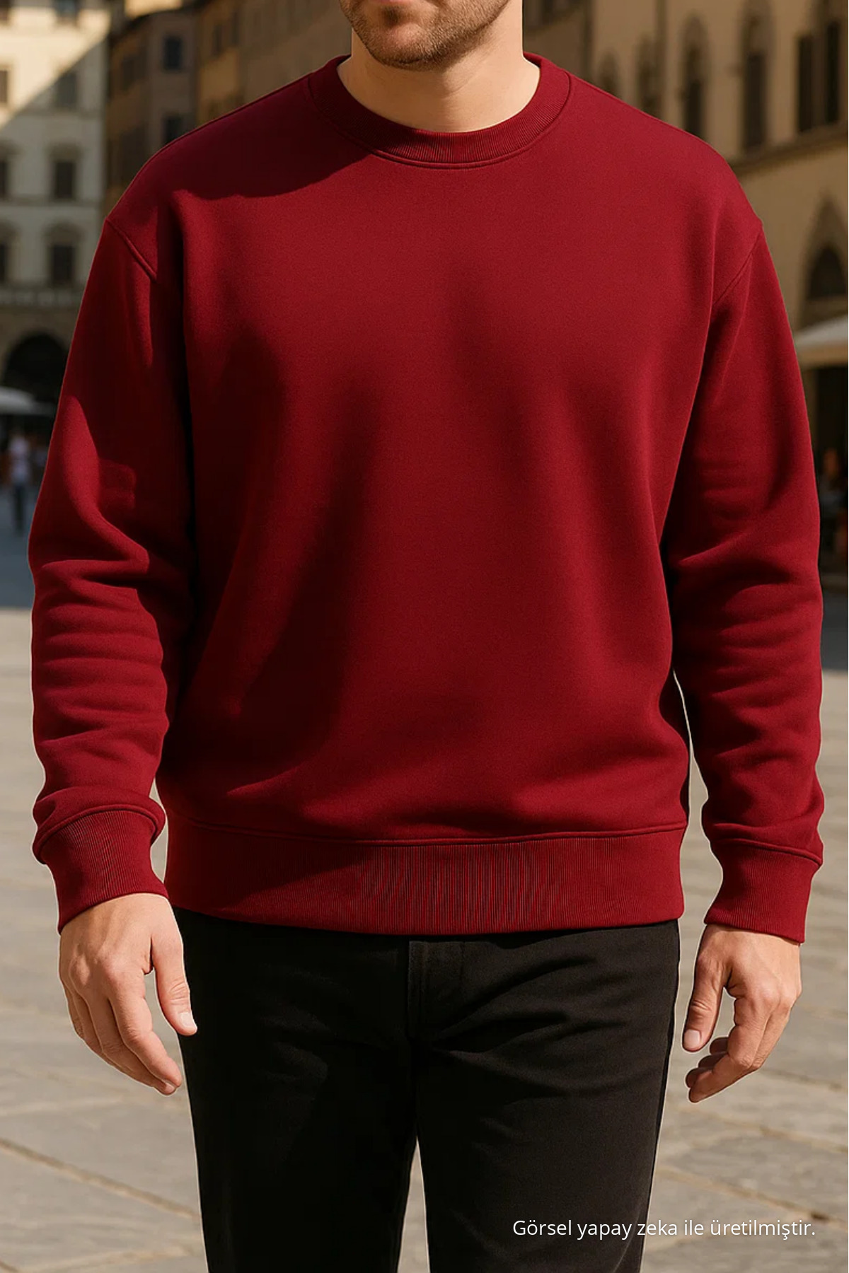 Unisex Kışlık Rahat Uzun Bordo Bol Kazak 4