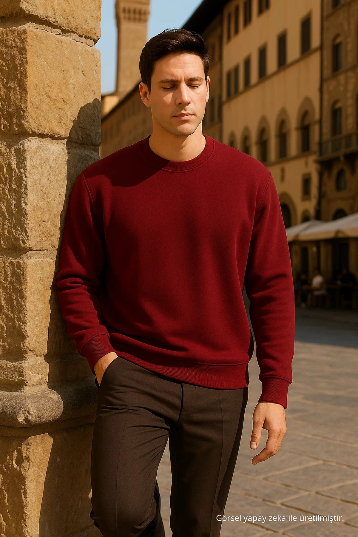 Unisex Kışlık Rahat Uzun Bordo Bol Kazak 3