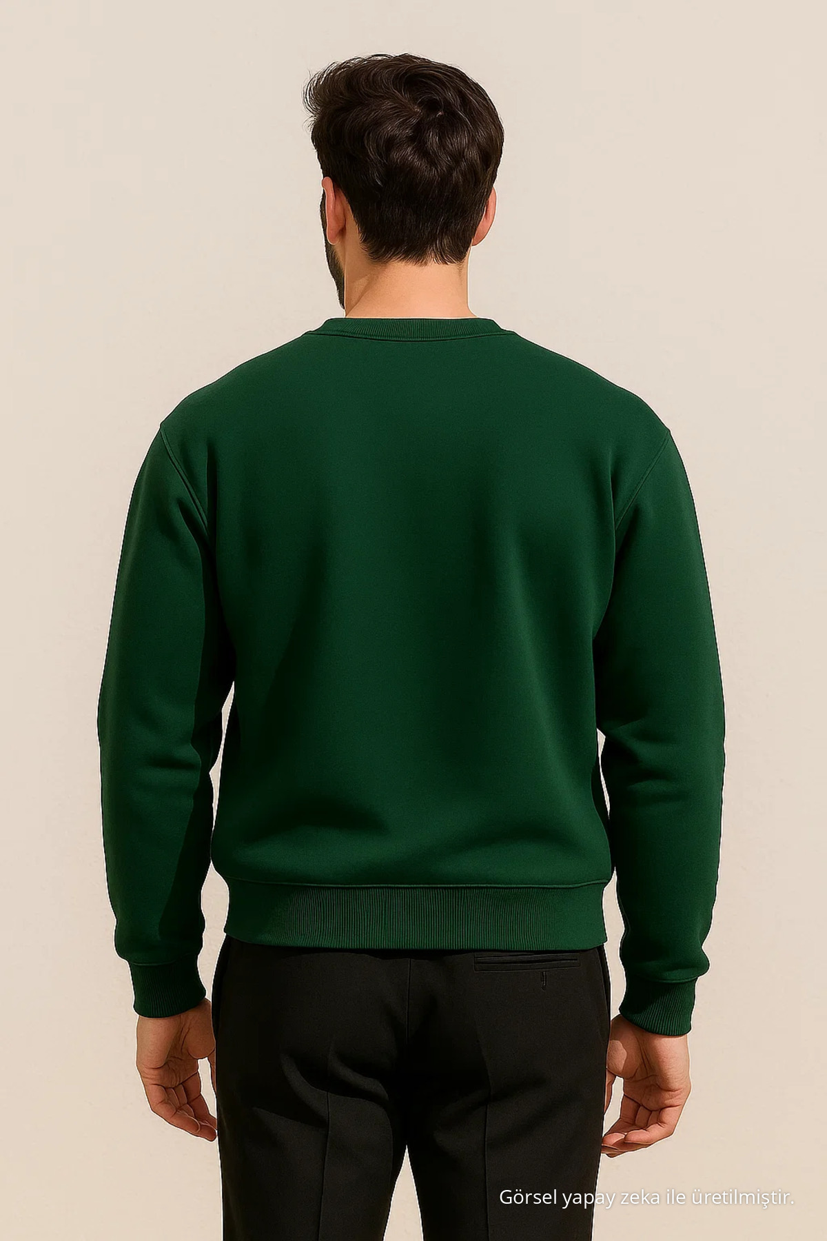 Unisex Kışlık Rahat Uzun Koyu Yeşil Kazak 5