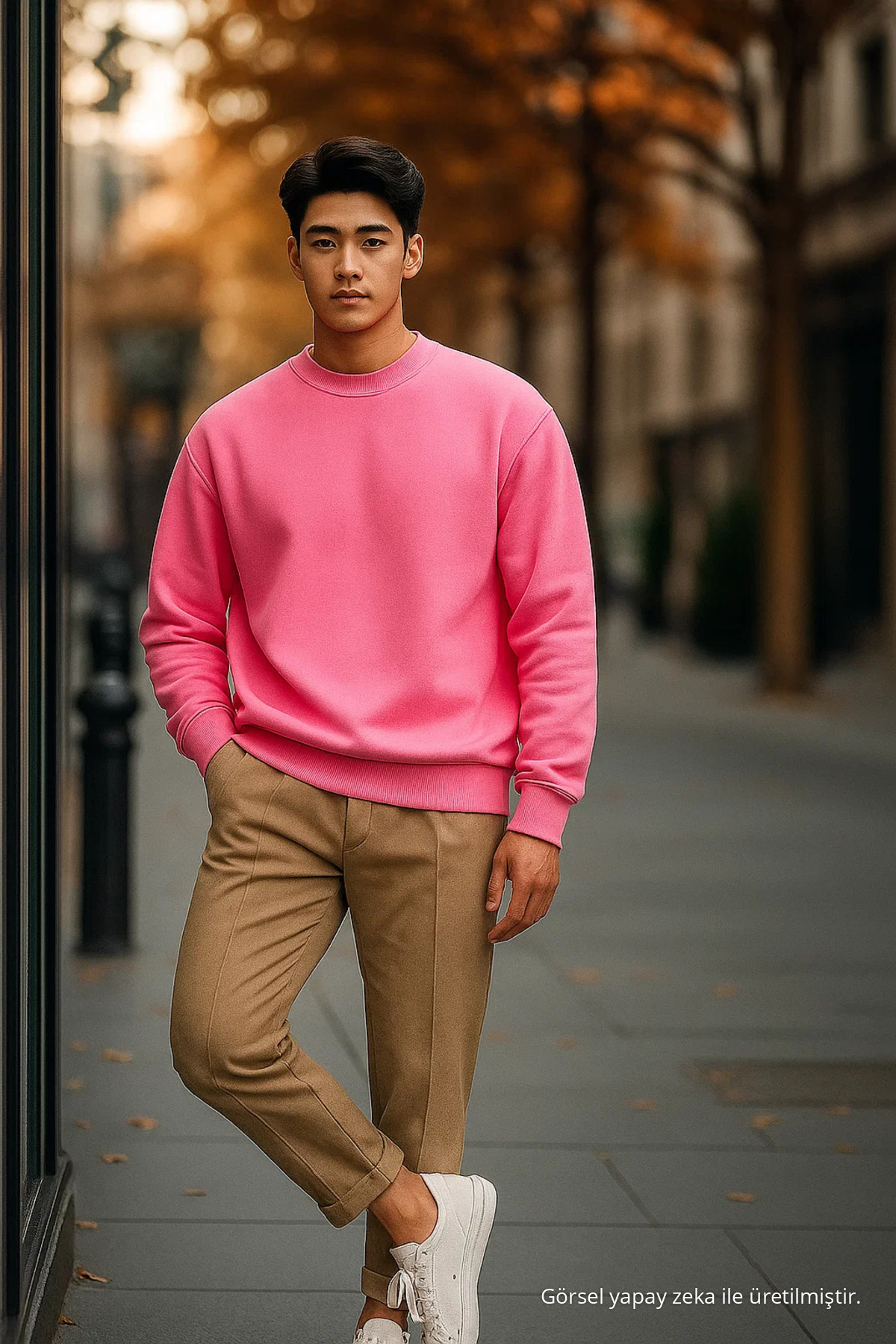 Erkek Günlük Salaş Basic Pembe Bol Kazak 3