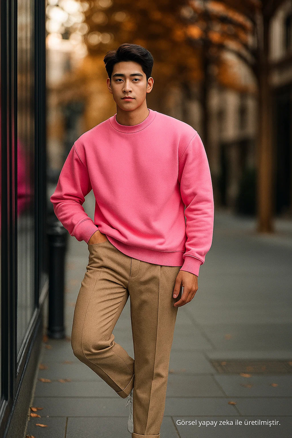 Erkek Günlük Salaş Basic Pembe Bol Kazak 6