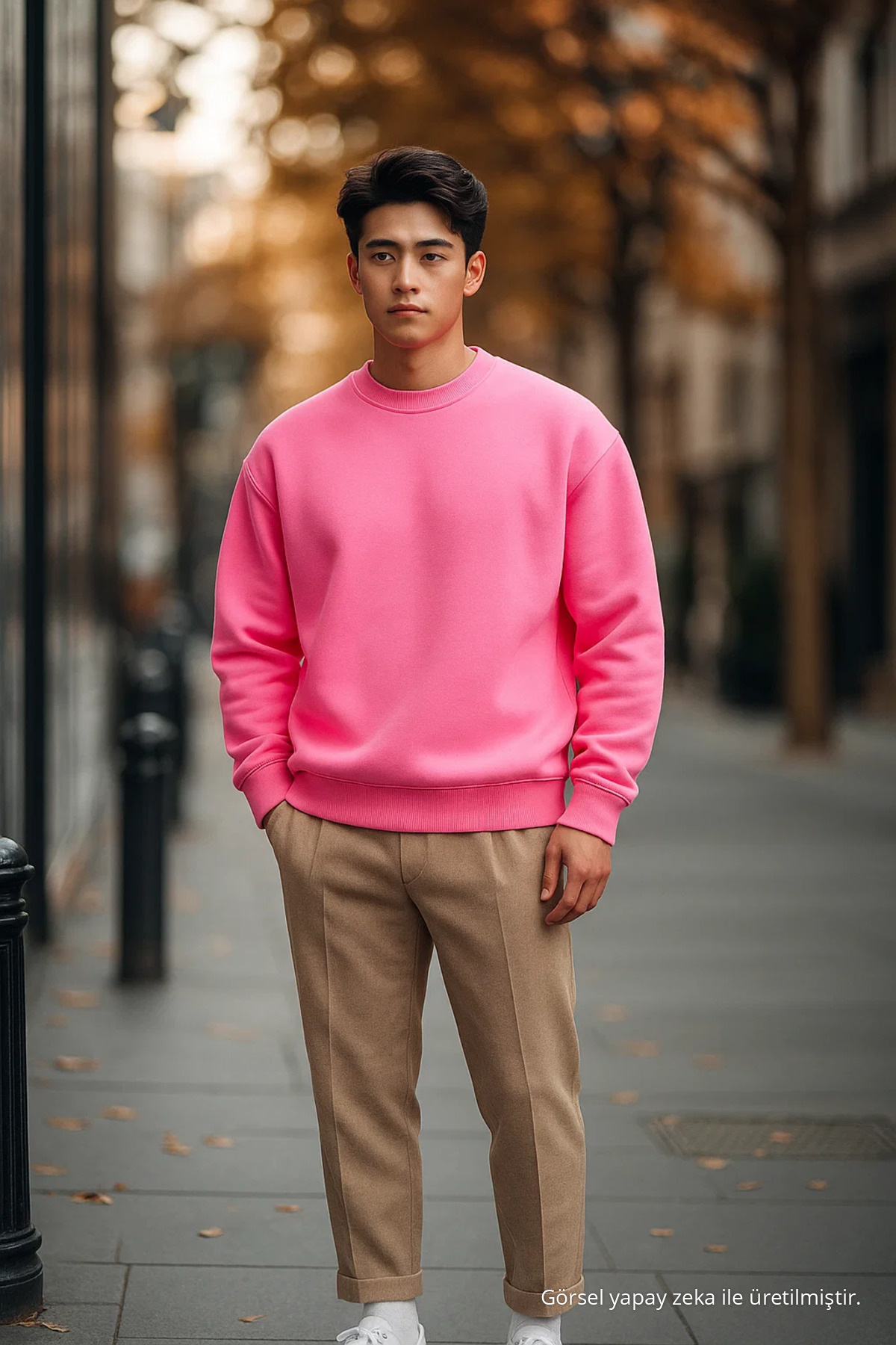 Erkek Günlük Salaş Basic Pembe Bol Kazak 4