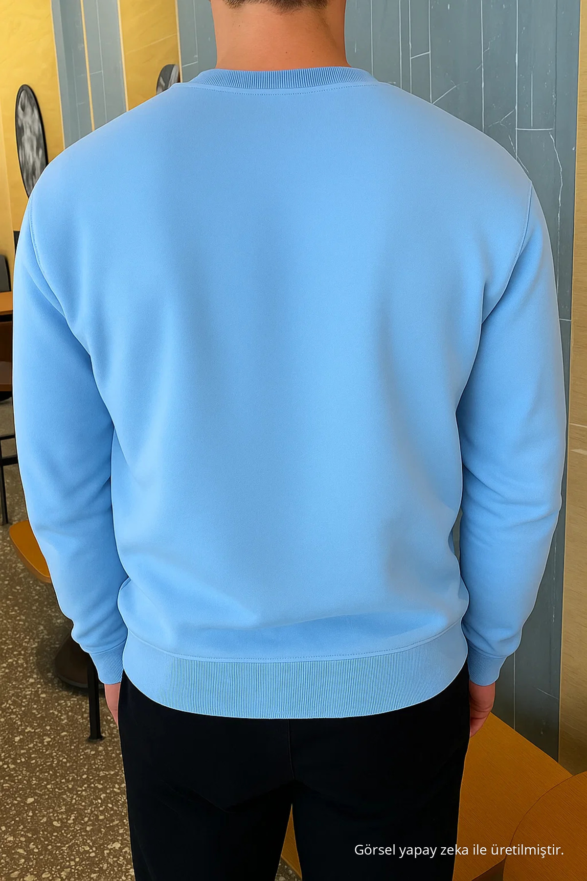 Erkek Relax Fit Kışlık Bebe Mavi Basic Kazak 5