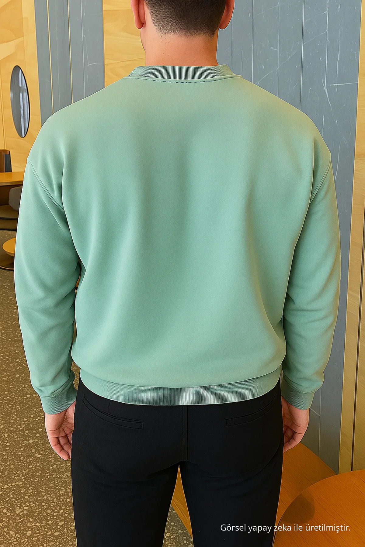 Erkek Relax Fit Kışlık Çağla Basic Kazak 5