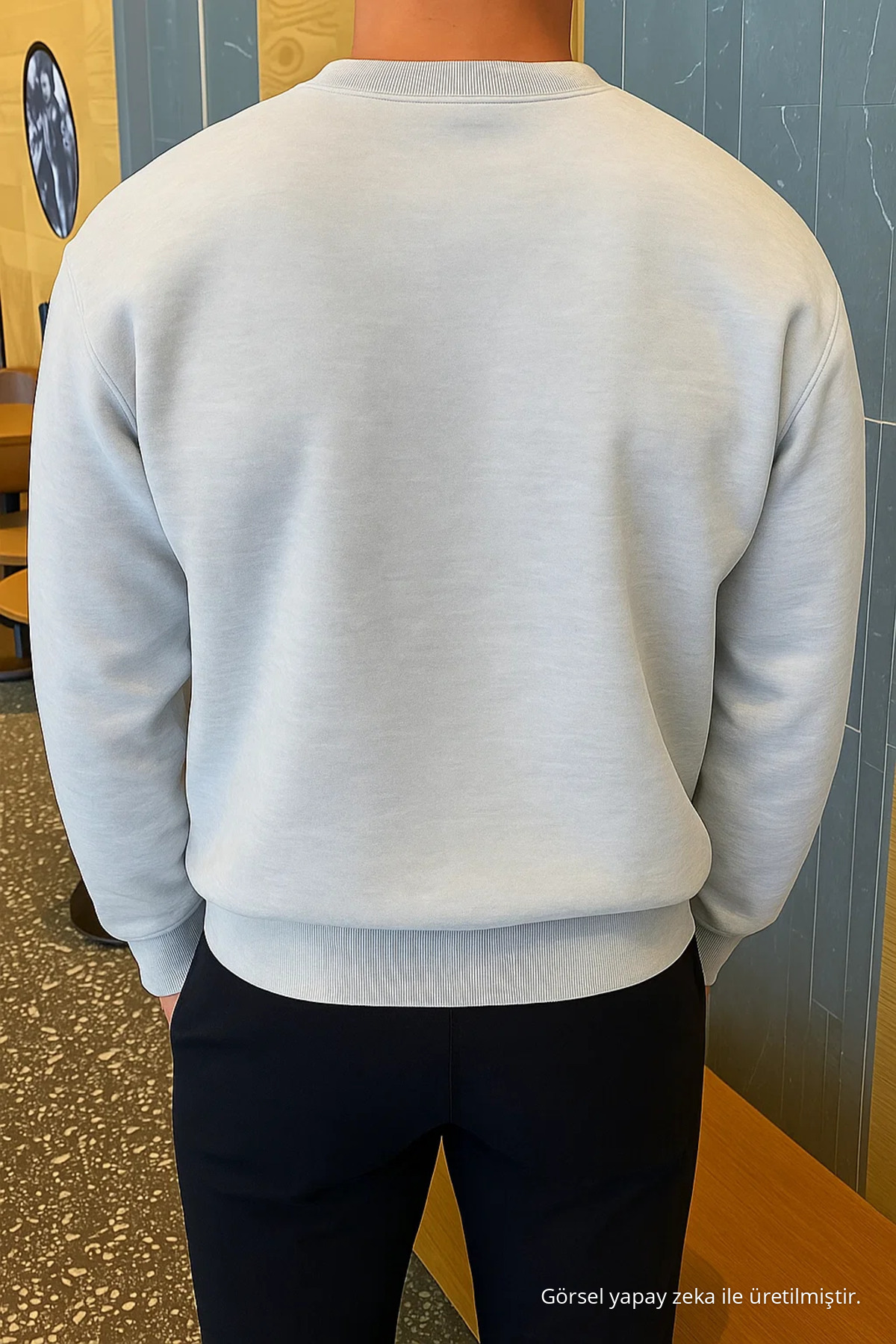 Erkek Relax Fit Kışlık Gri Basic Kazak 5