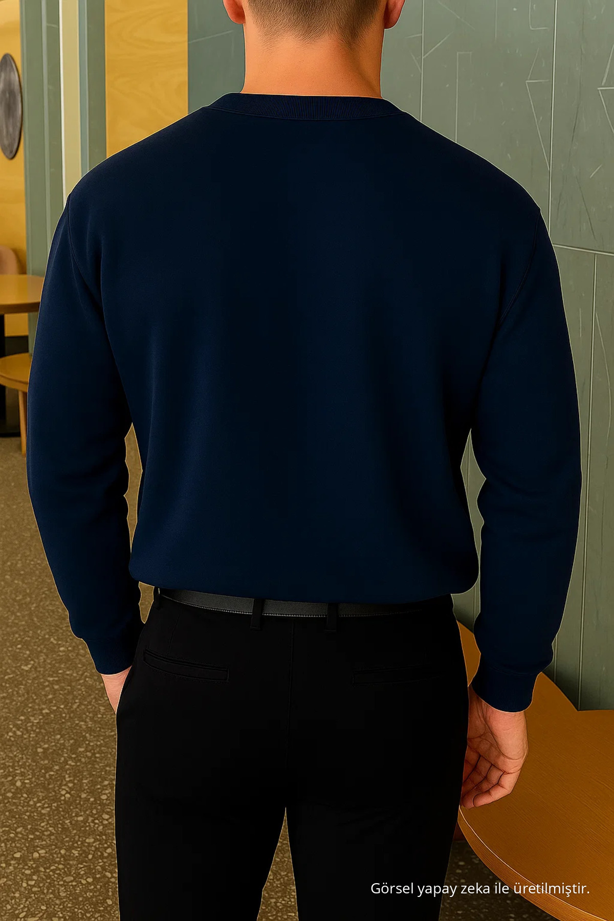 Erkek Relax Fit Kışlık Lacivert Basic Kazak 3