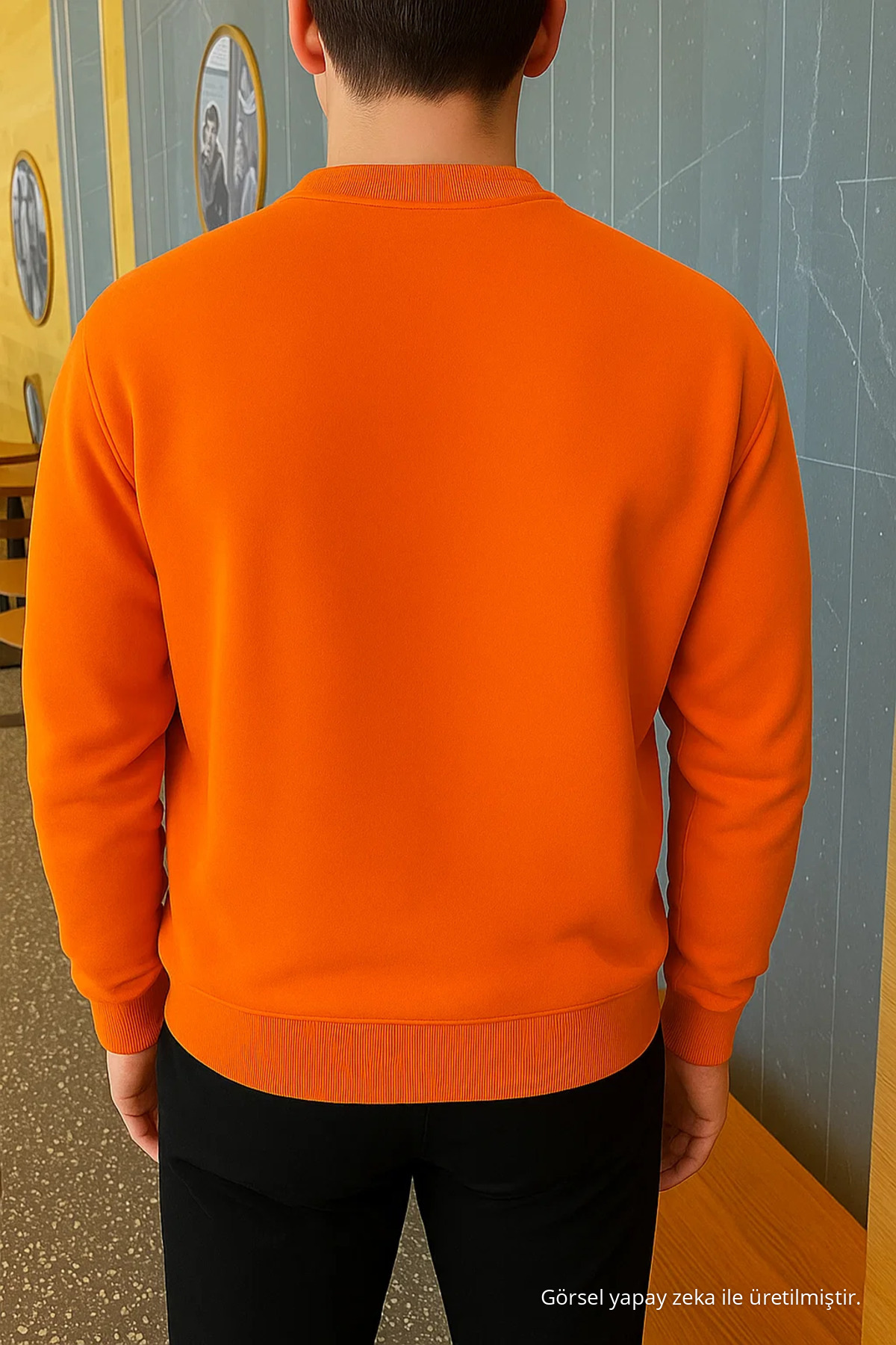 Erkek Relax Fit Kışlık Turuncu Basic Kazak 5