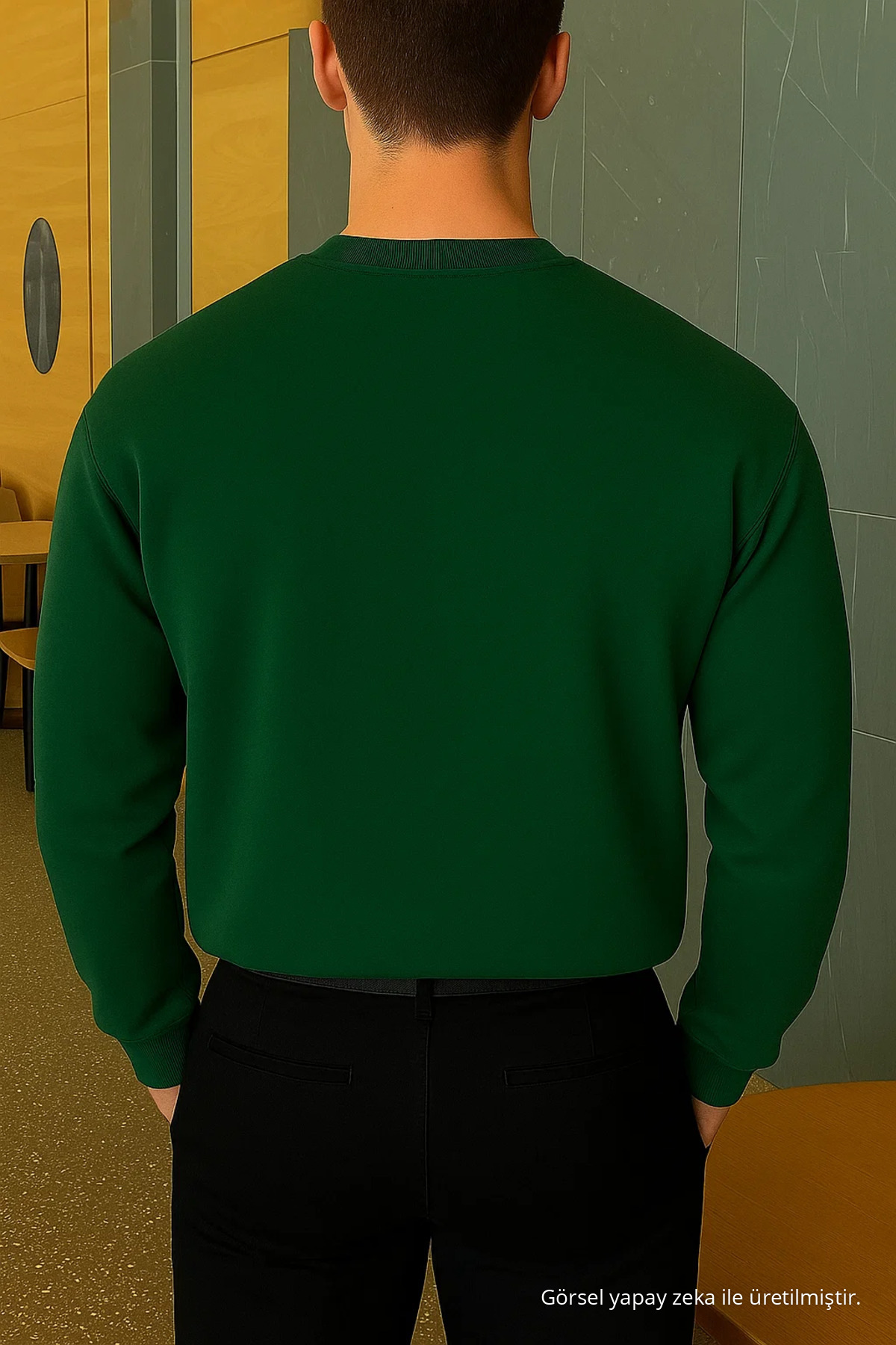 Erkek Relax Fit Kışlık Z.Yeşil Basic Kazak Zümrüt 5