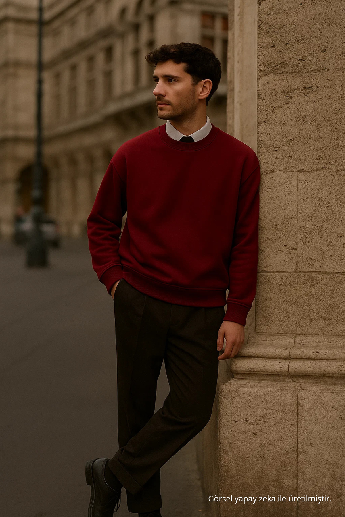 Erkek Oversize Kışlık Bordo Uzun Kazak 6