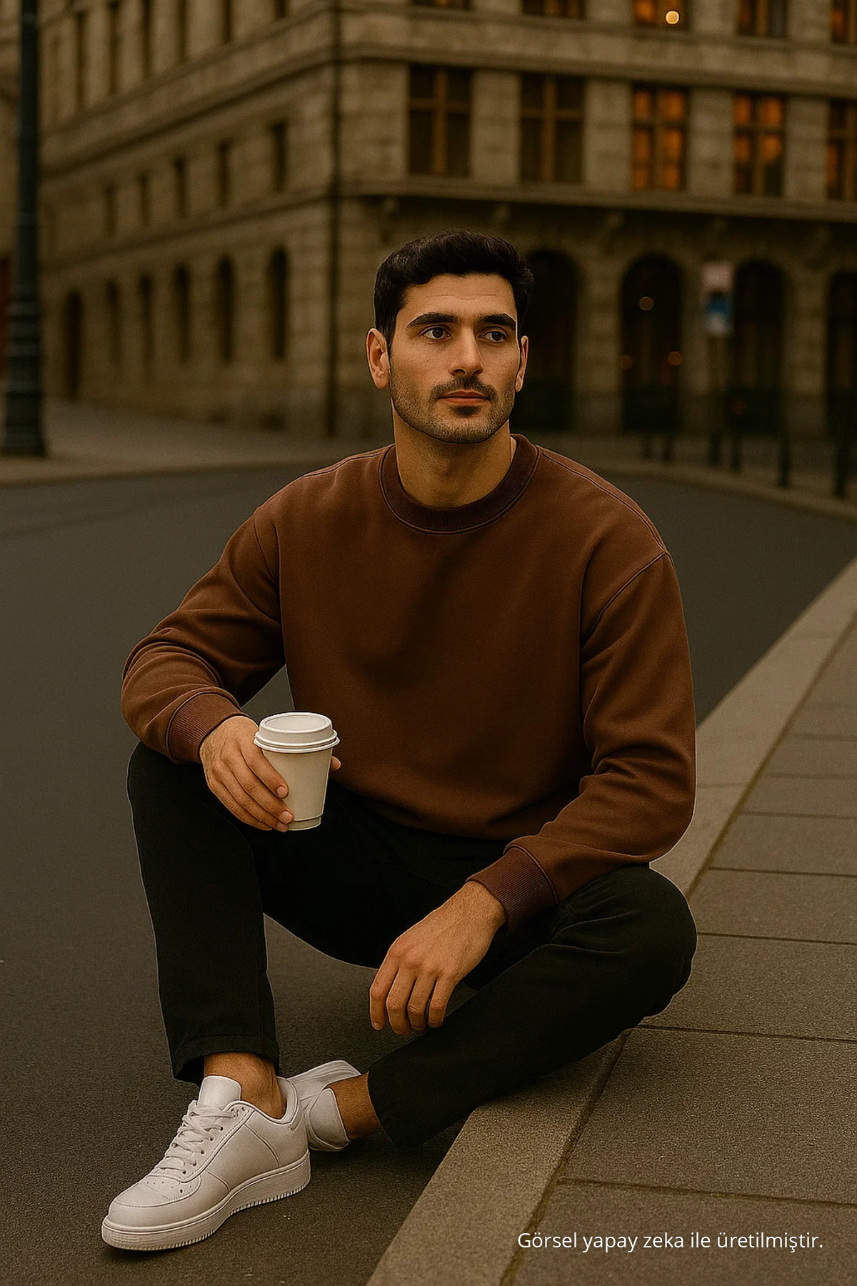 Erkek Oversize Kışlık Kahverengi Uzun Kazak 5