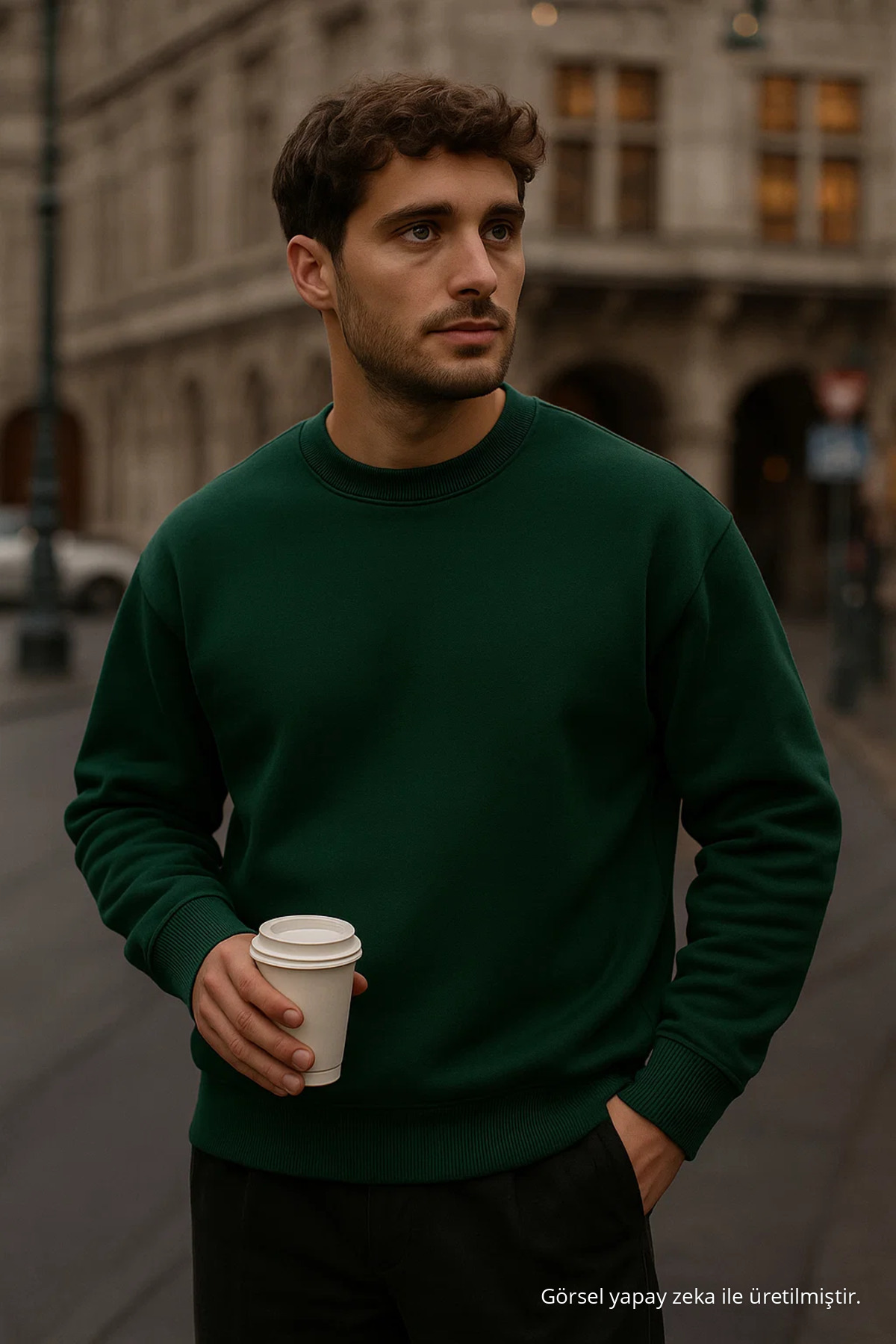 Erkek Oversize Kışlık Koyu Yeşil Uzun Kazak 4