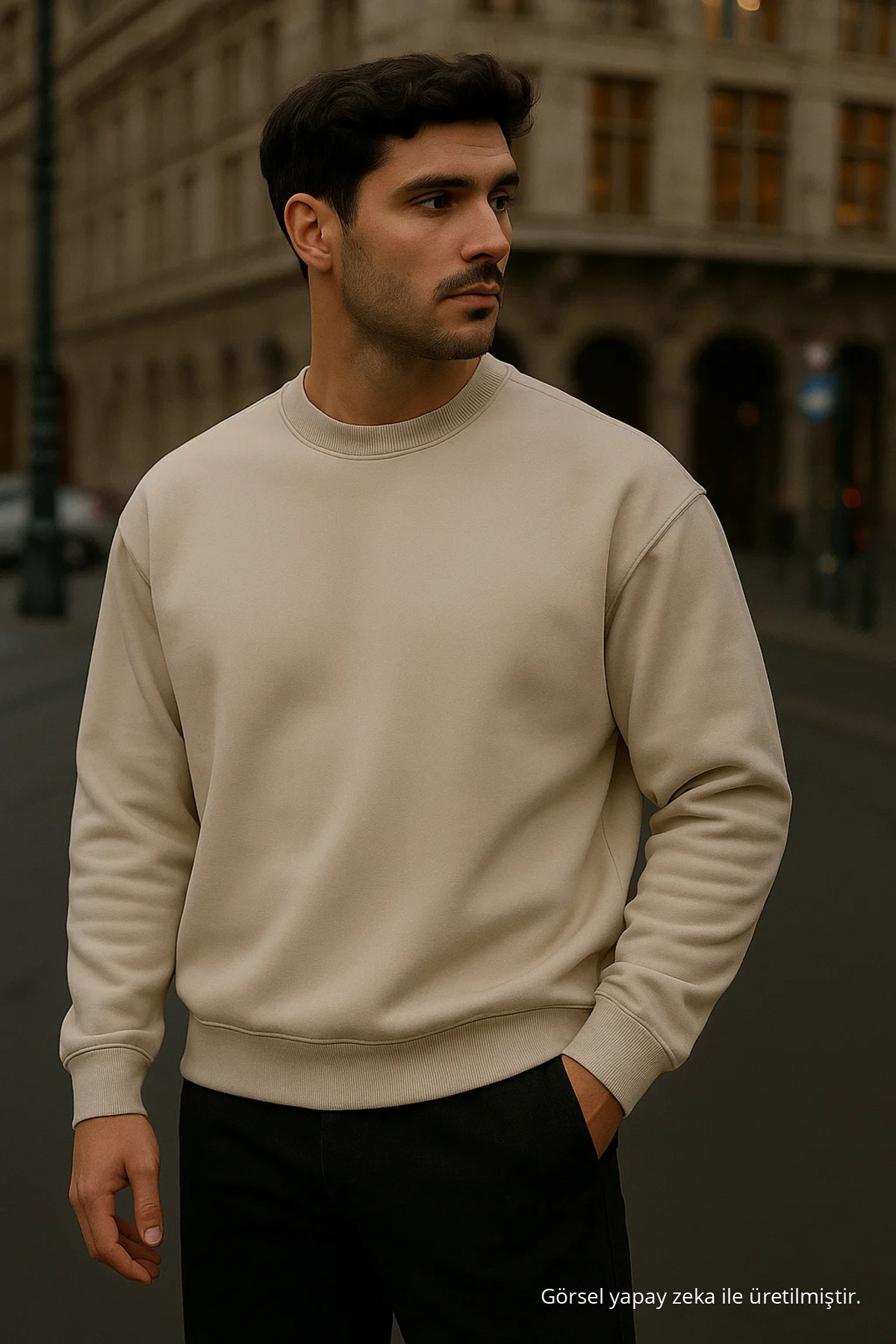Erkek Oversize Kışlık Krem Uzun Kazak 4