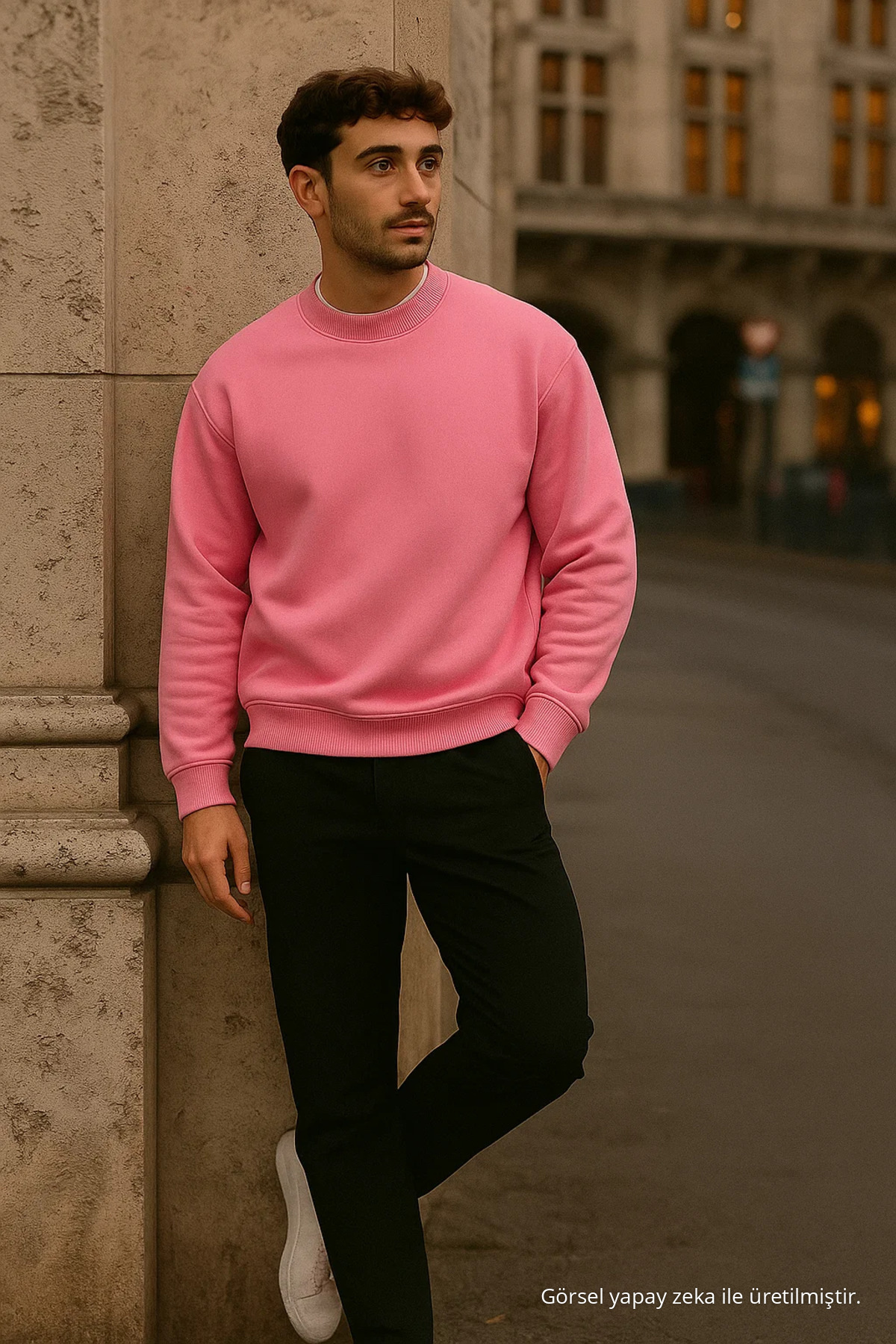 Erkek Oversize Kışlık Pembe Uzun Kazak 6
