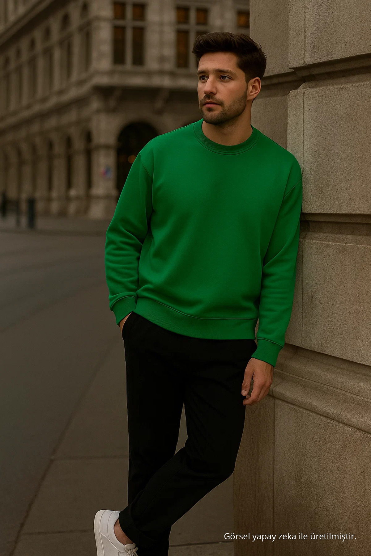 Erkek Oversize Kışlık Yeşil Uzun Kazak 6