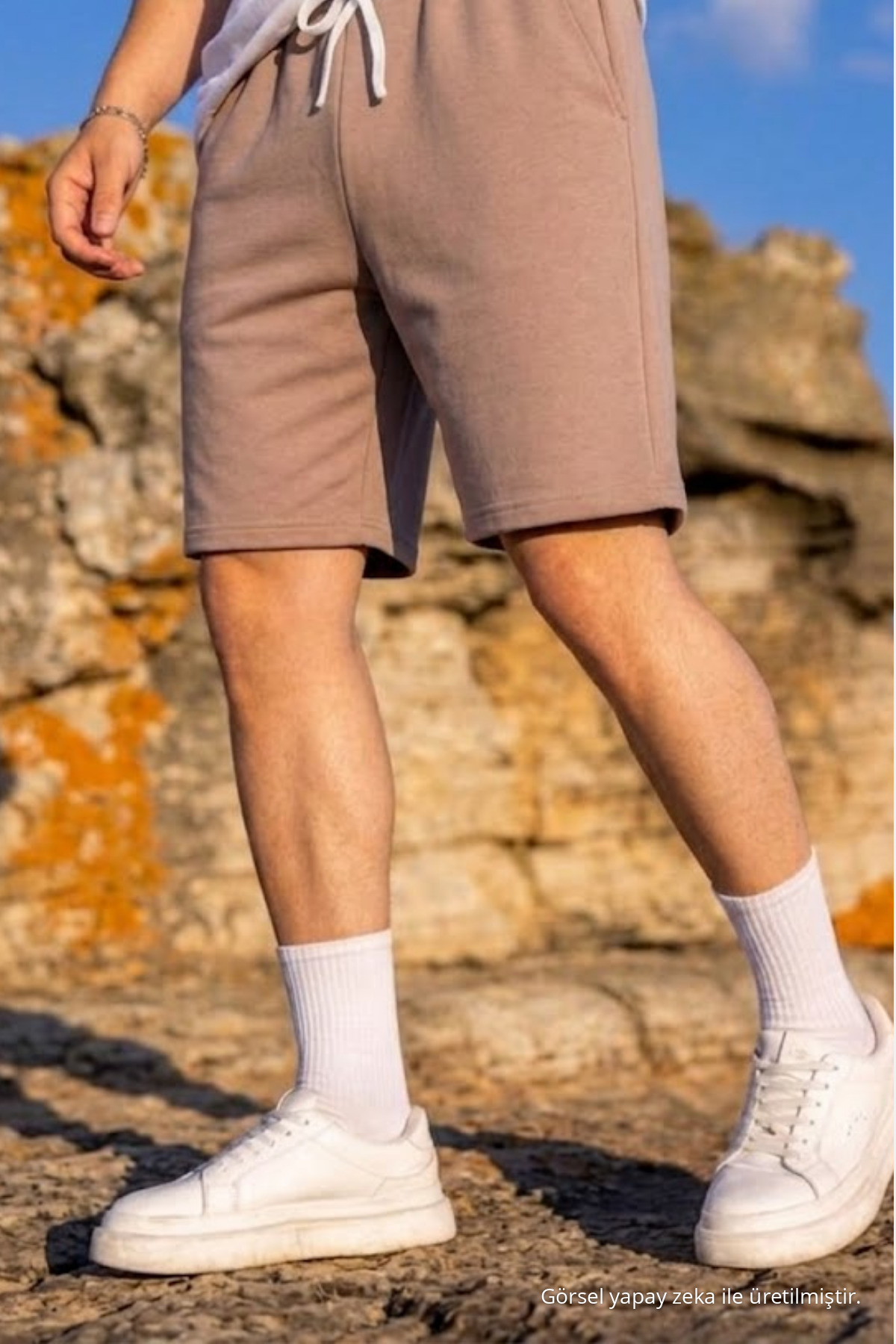 Erkek Pamuklu Casual Cepli Bol Karamel Şort 5