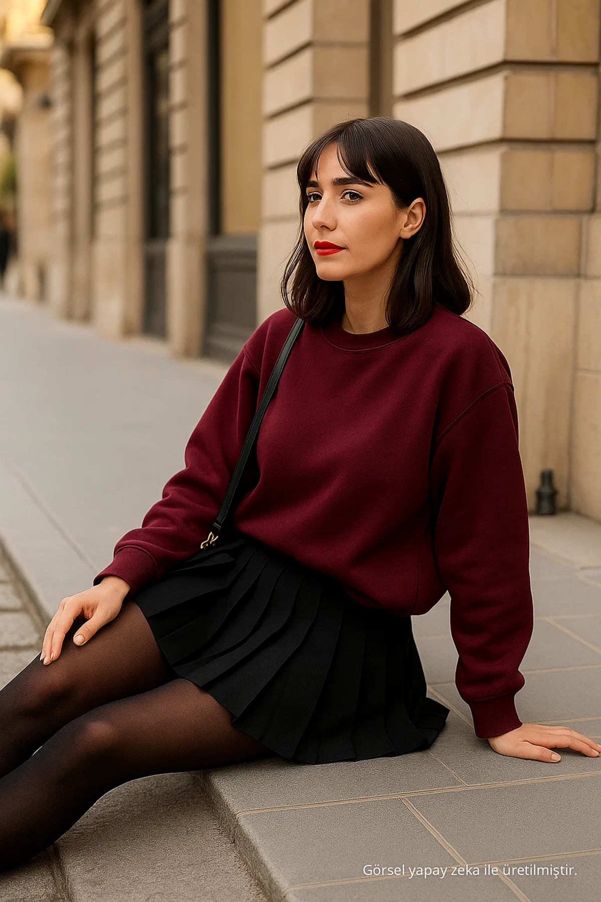Kadın Bisiklet Yaka Kışlık Oversize Bordo Kazak 3