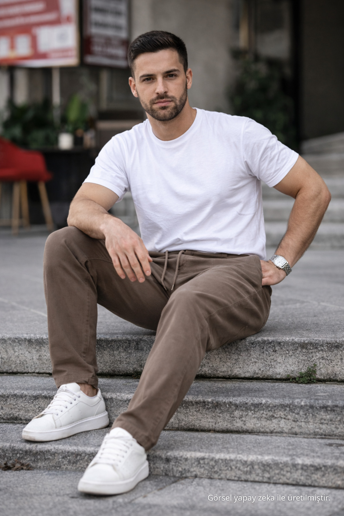 Vizon Renk Erkek Yazlık Keten Karışımı Relaxed Pantolon 6
