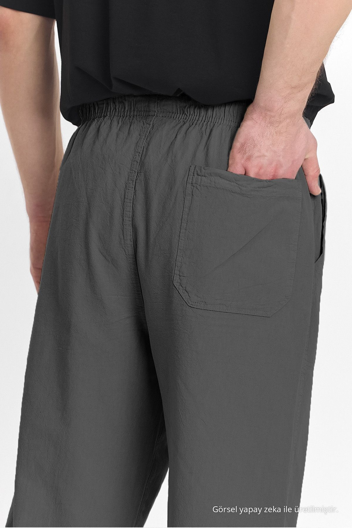 Erkek Füme Renk Regular Fit Basic Pantolon 4