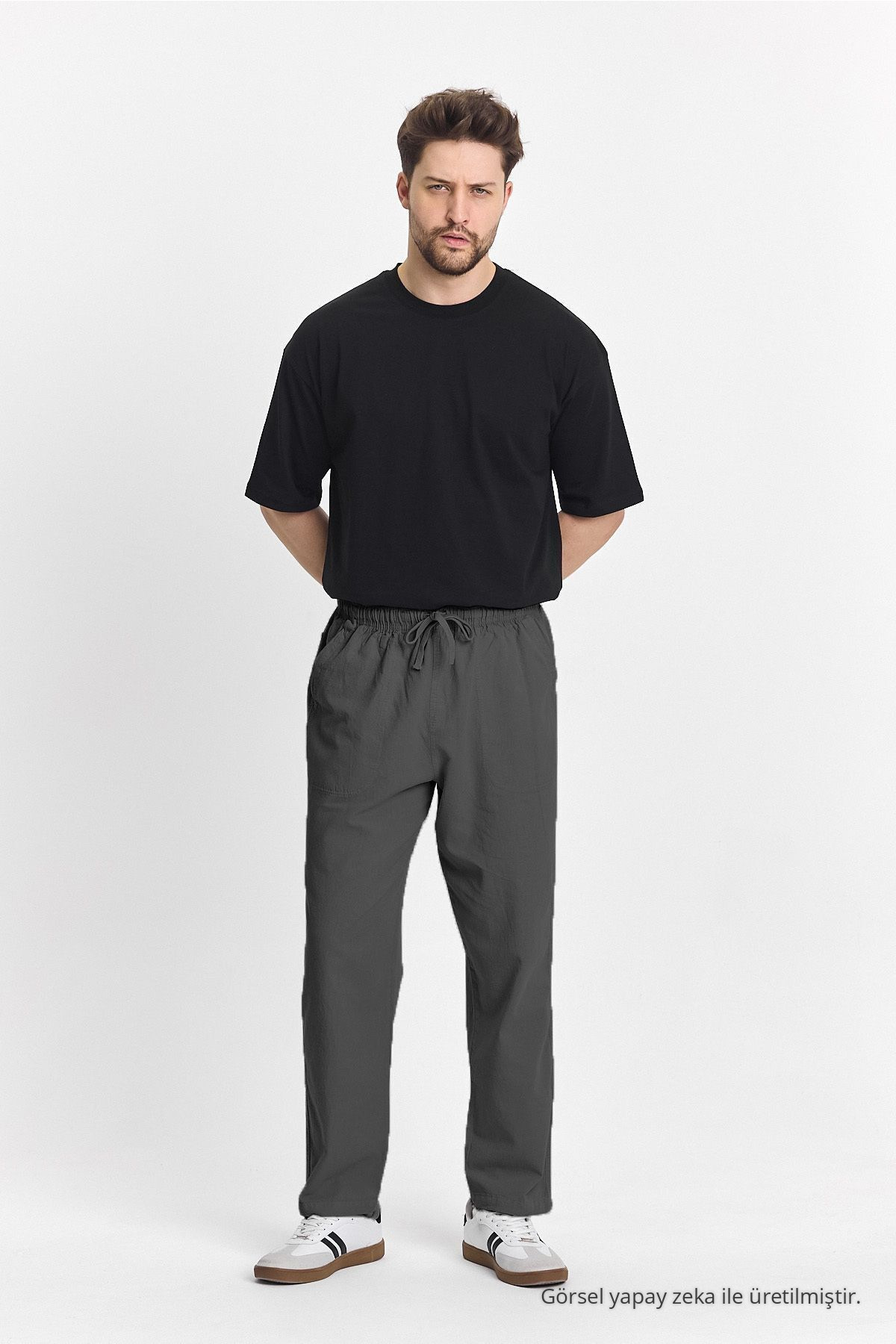 Erkek Füme Renk Regular Fit Basic Pantolon 6
