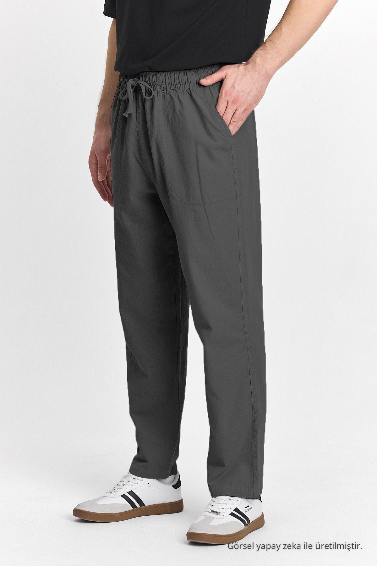 Erkek Füme Renk Regular Fit Basic Pantolon 3
