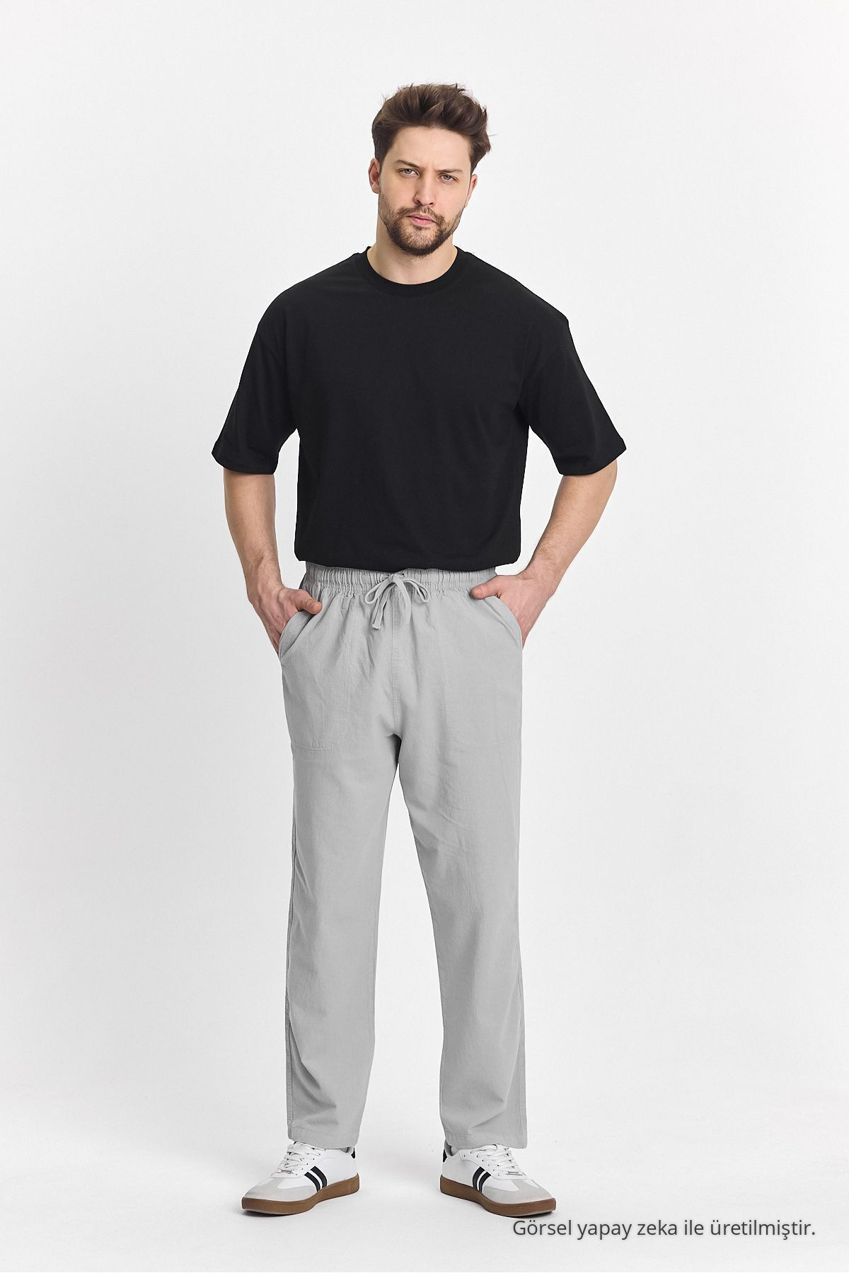 Erkek GRİ Renk Regular Fit Basic Pantolon 5