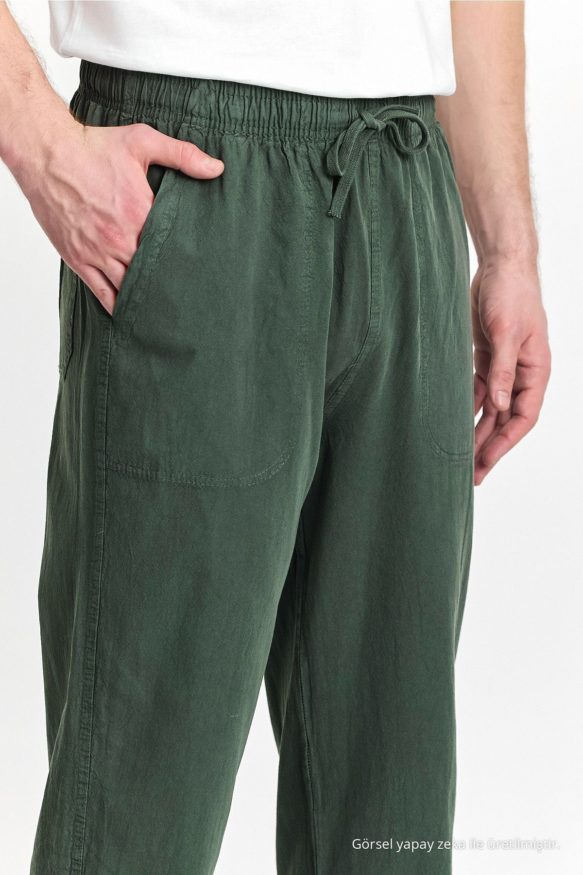 Erkek HAKİ Renk Regular Fit Basic Pantolon 3