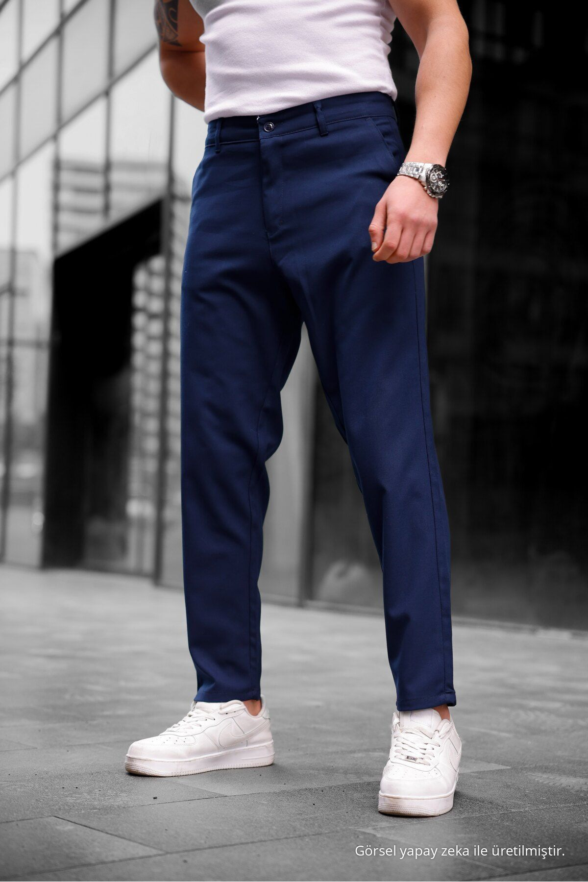 Erkek Slim Fit Kumaş Pantolon LACİVERT 4