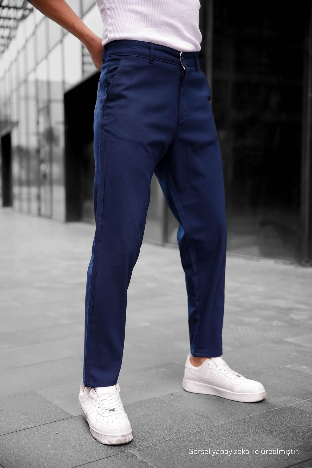 Erkek Slim Fit Kumaş Pantolon LACİVERT 8