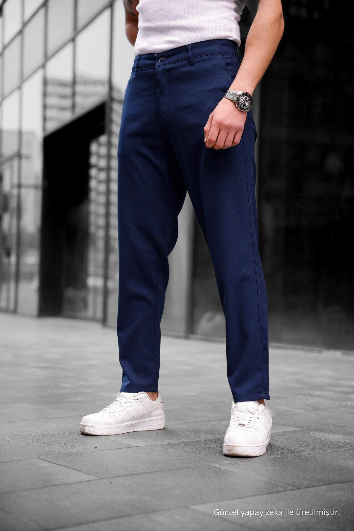 Erkek Slim Fit Kumaş Pantolon LACİVERT 3