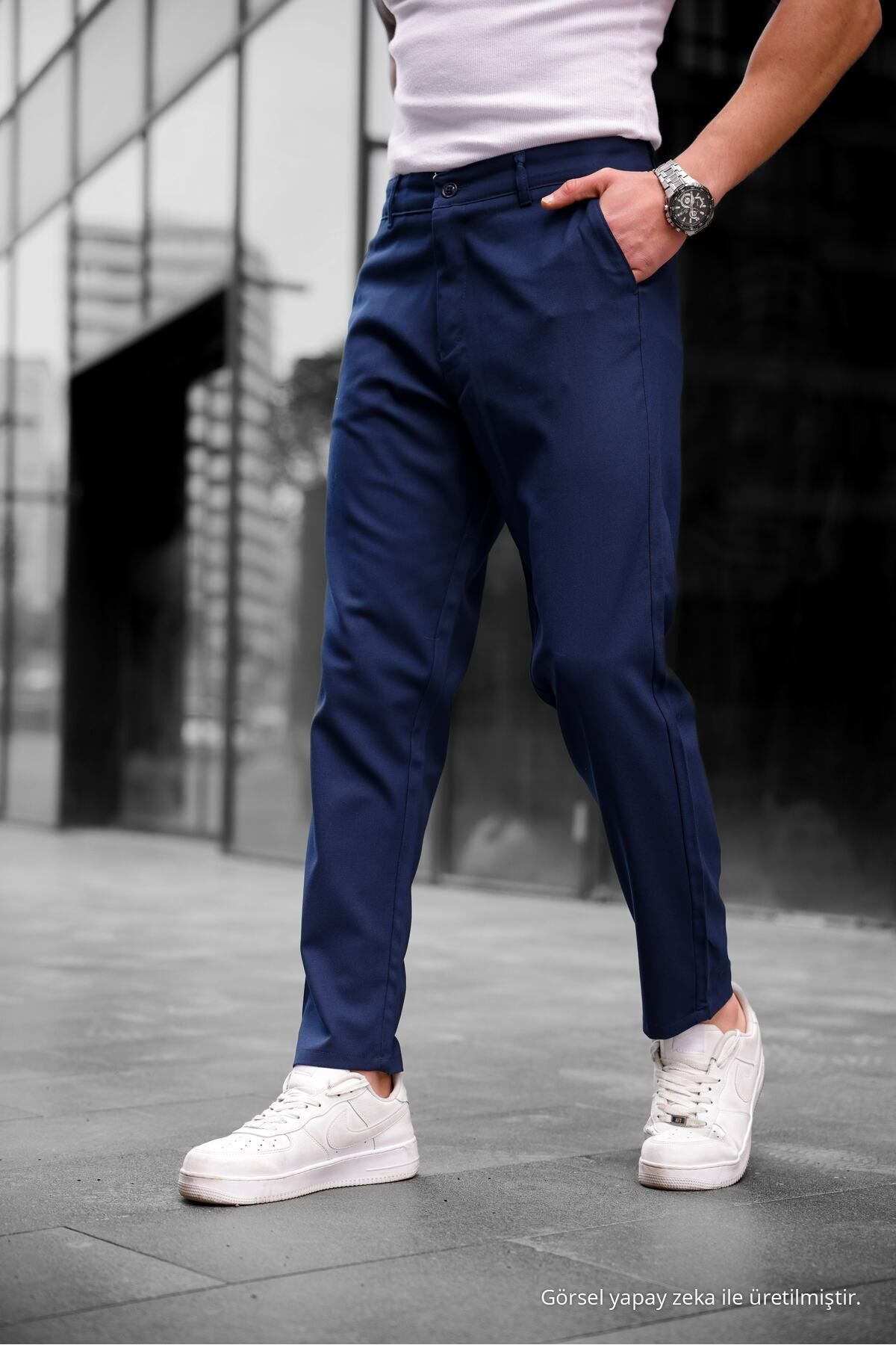 Erkek Slim Fit Kumaş Pantolon LACİVERT 7