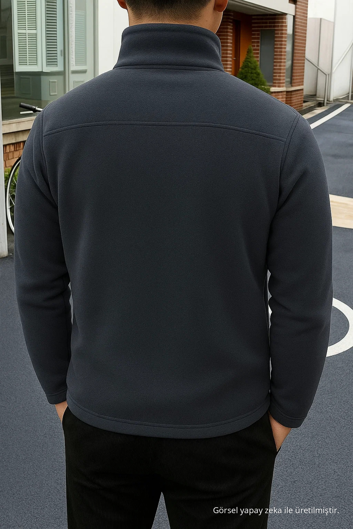 Erkek Comfort Fit Rahat Kalın Füme Polar 5