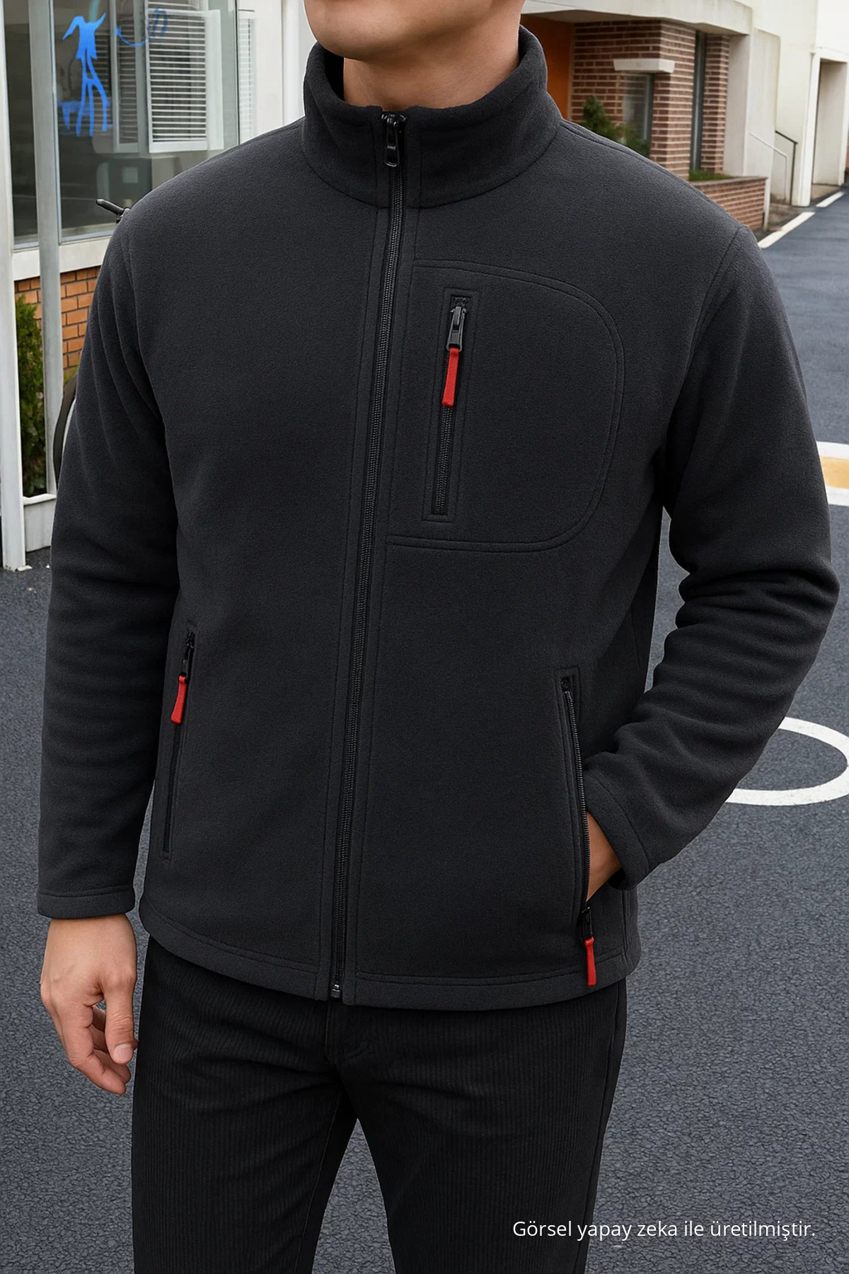 Erkek Comfort Fit Rahat Kalın Füme Polar 4