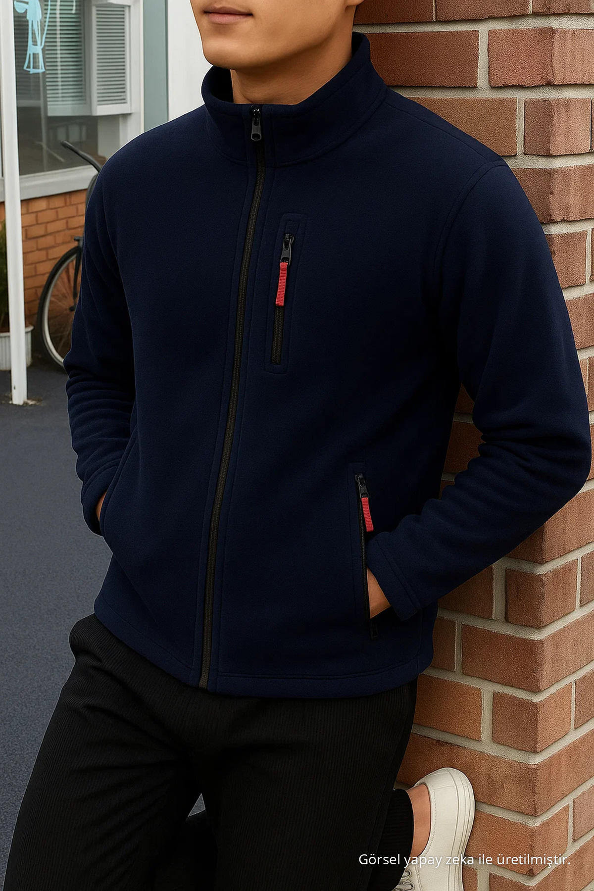 Erkek Comfort Fit Rahat Kalın Lacivert Polar 3