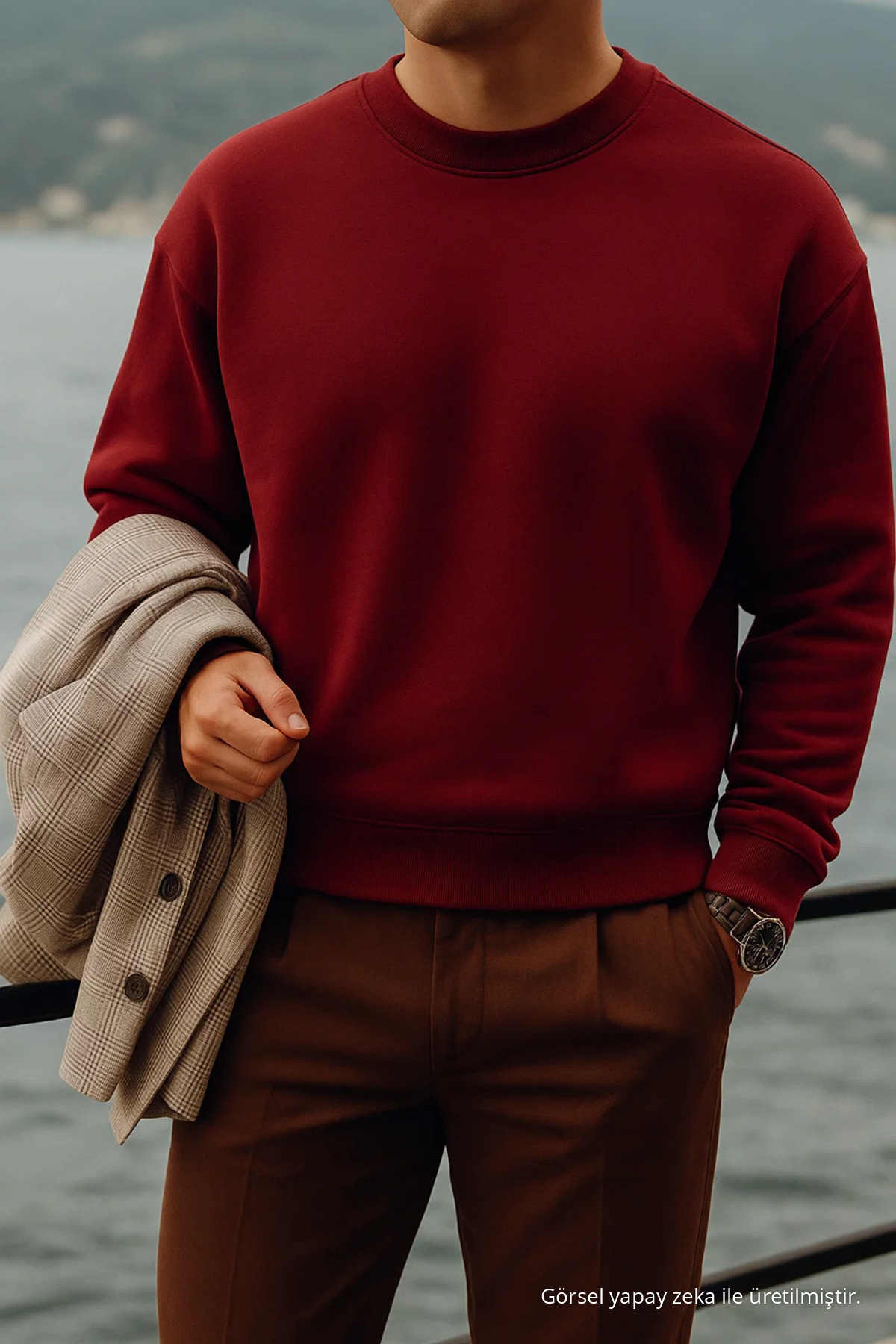 Erkek Oversize Premium Kışlık 3 Lü Kazak Tarçın 3