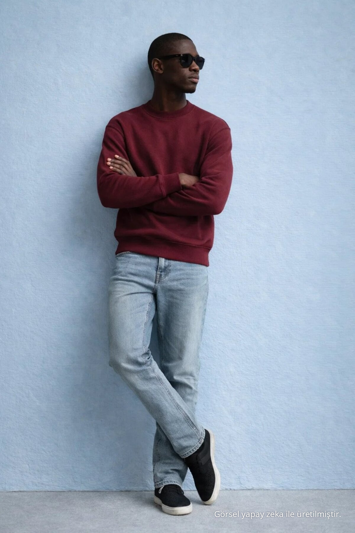 Erkek Kışlık Bordo Oversize Sweatshirt 4