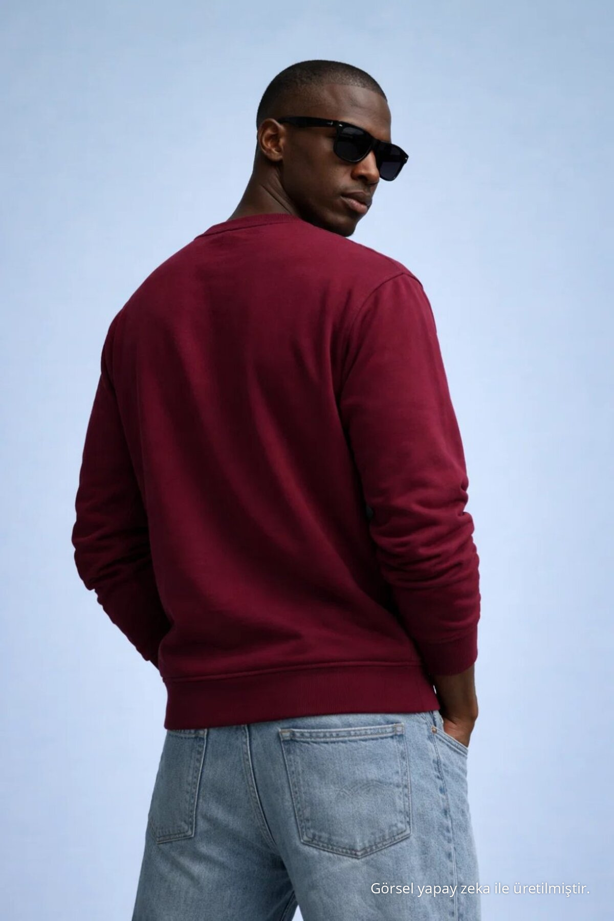 Erkek Kışlık Bordo Oversize Sweatshirt 6