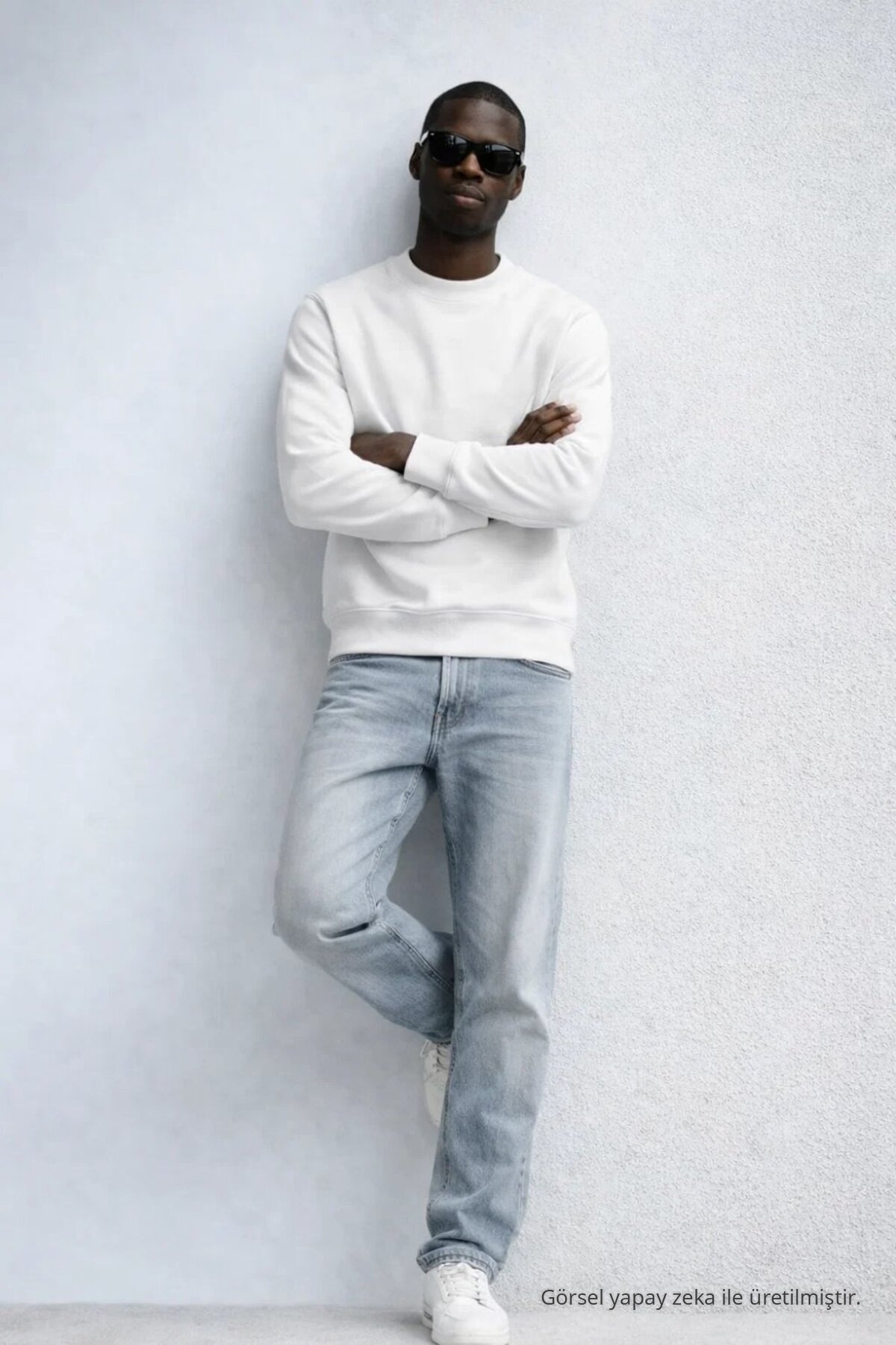 Erkek Kışlık Ekru Oversize Sweatshirt 4