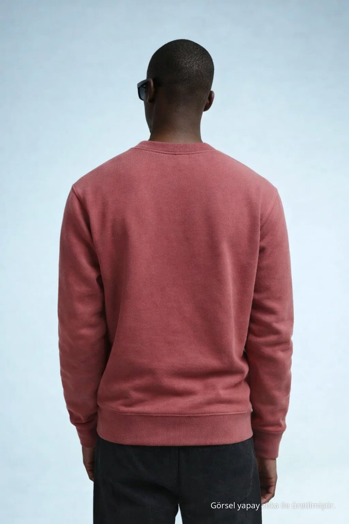 Erkek Kışlık Gül Kurusu Oversize Sweatshirt 5