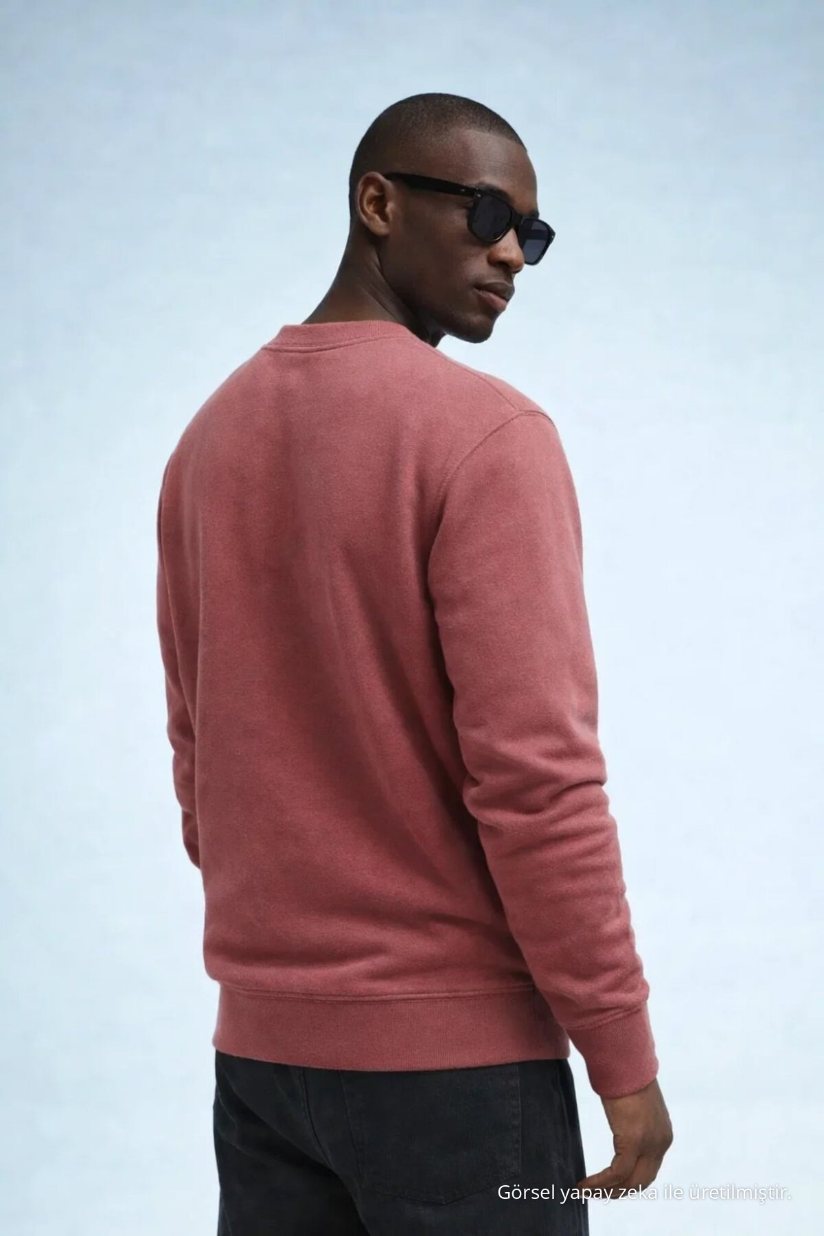Erkek Kışlık Gül Kurusu Oversize Sweatshirt 6