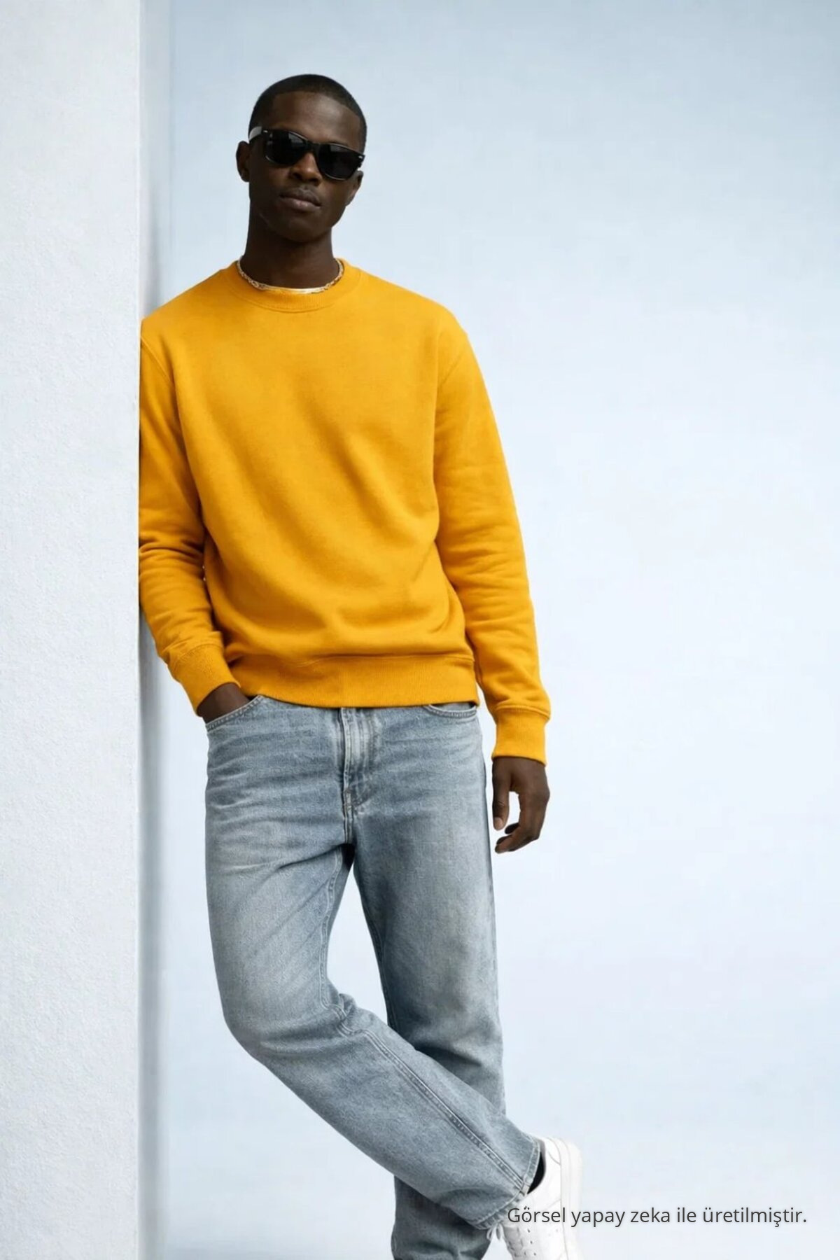 Erkek Kışlık Hardal Oversize Sweatshirt 3