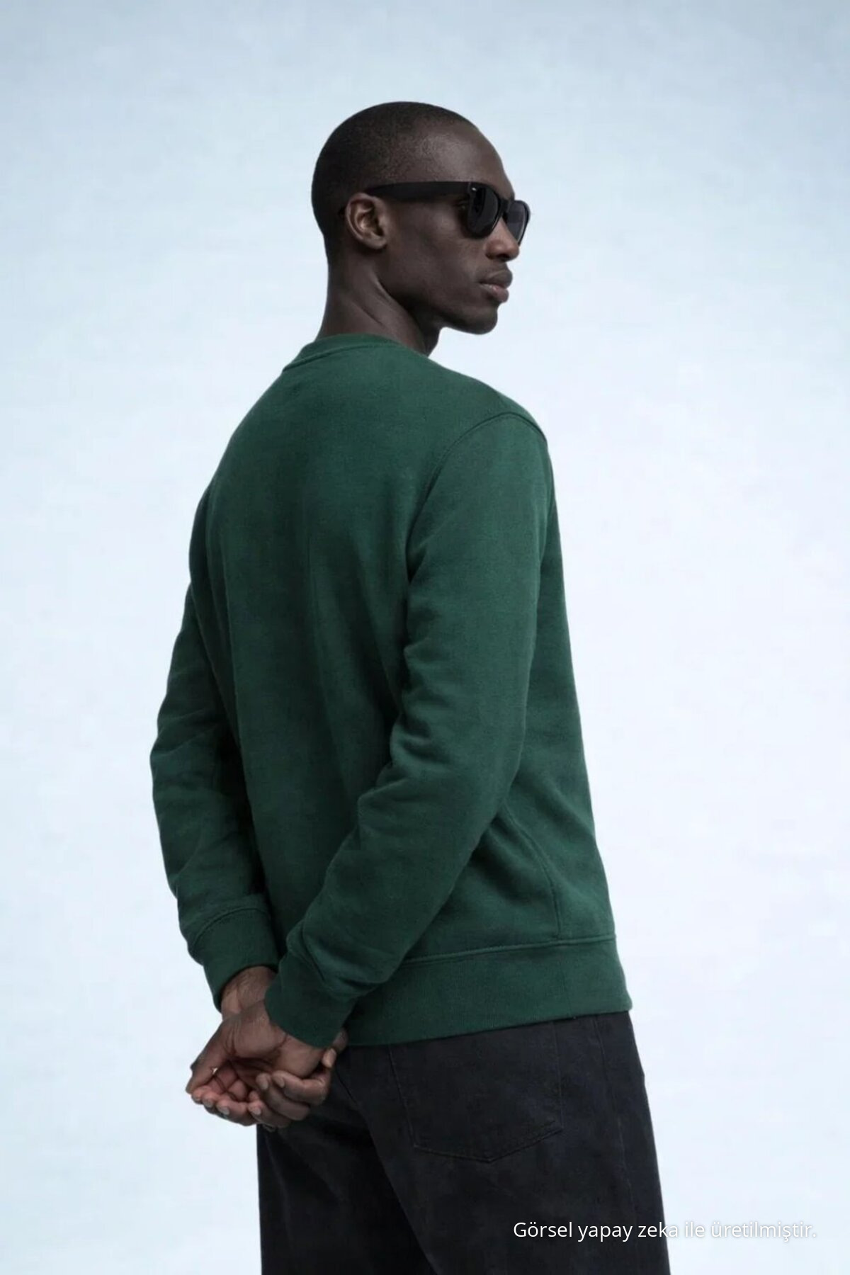 Erkek Kışlık KOYU YEŞİL Oversize Sweatshirt 6