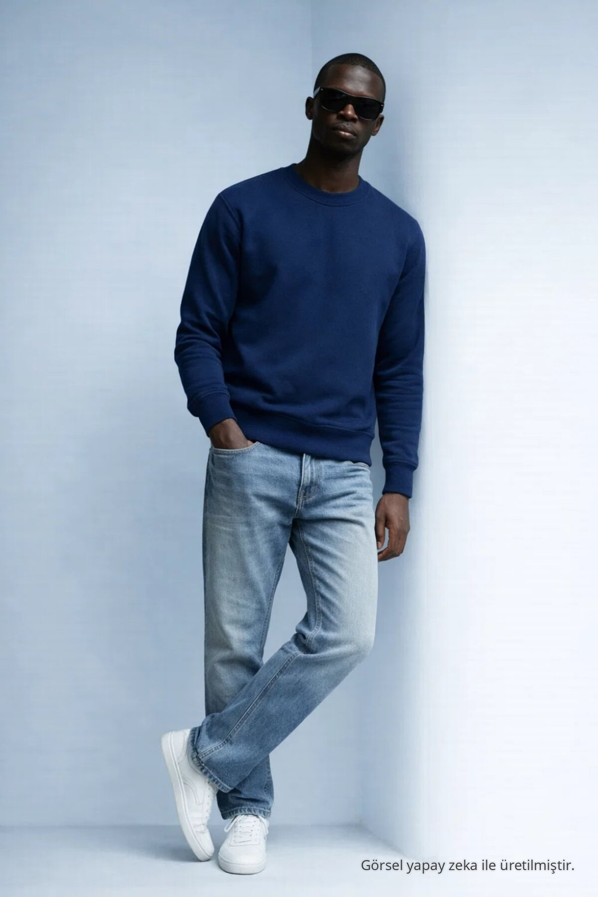 Erkek Kışlık LACİVERT Oversize Sweatshirt 3