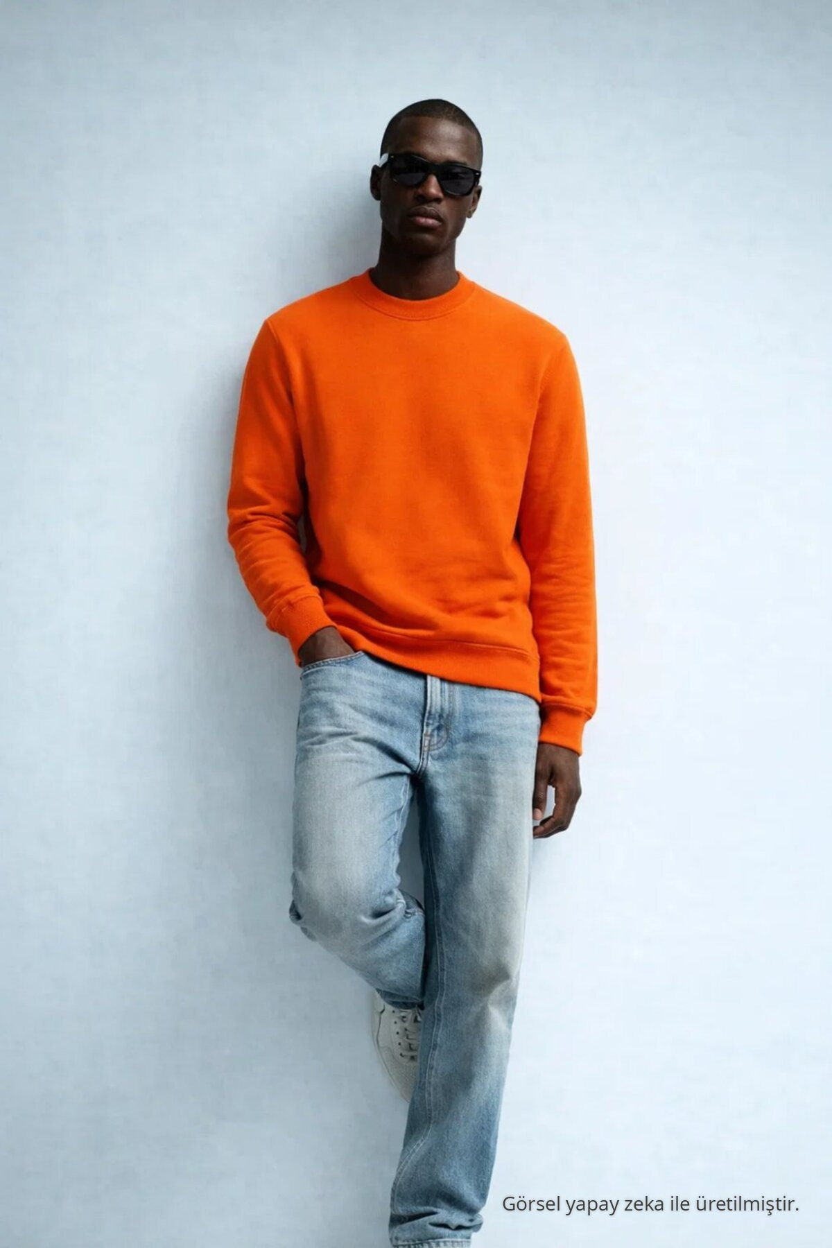 Erkek Kışlık Oranj Oversize Sweatshirt 3